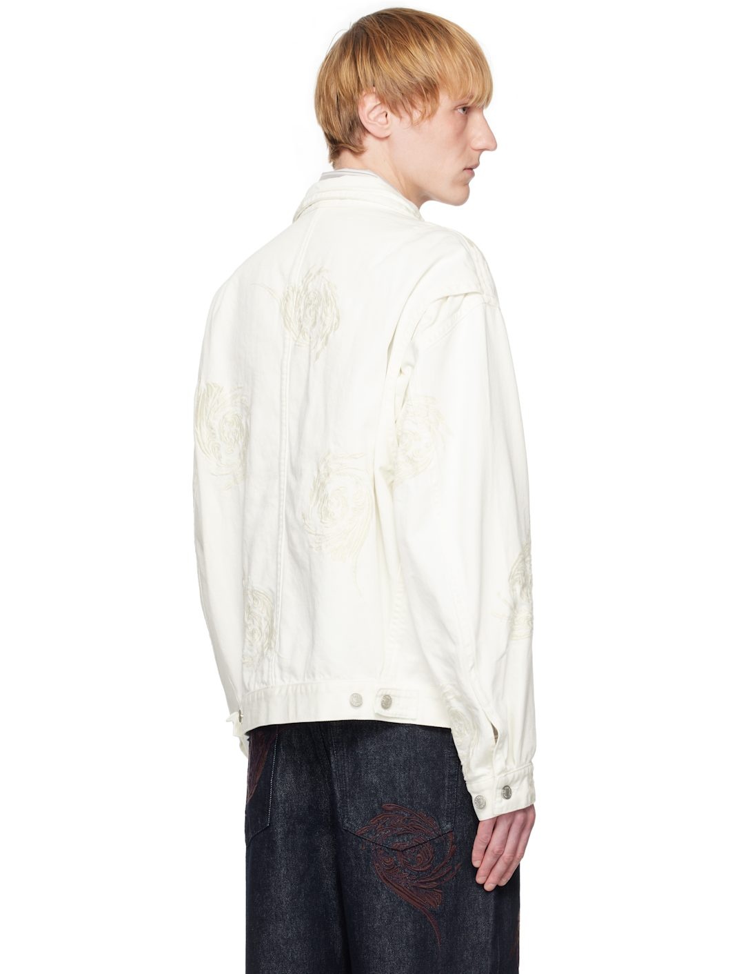 Off-White Embroidered Pattern Denim Jacket - 3