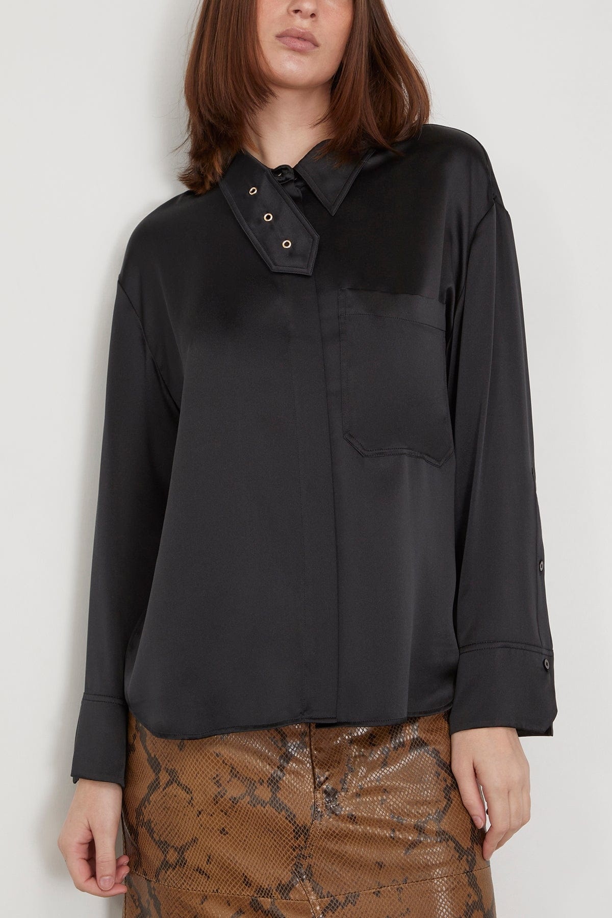 Shiny Statement Casual Shirt in Pure Black - 3