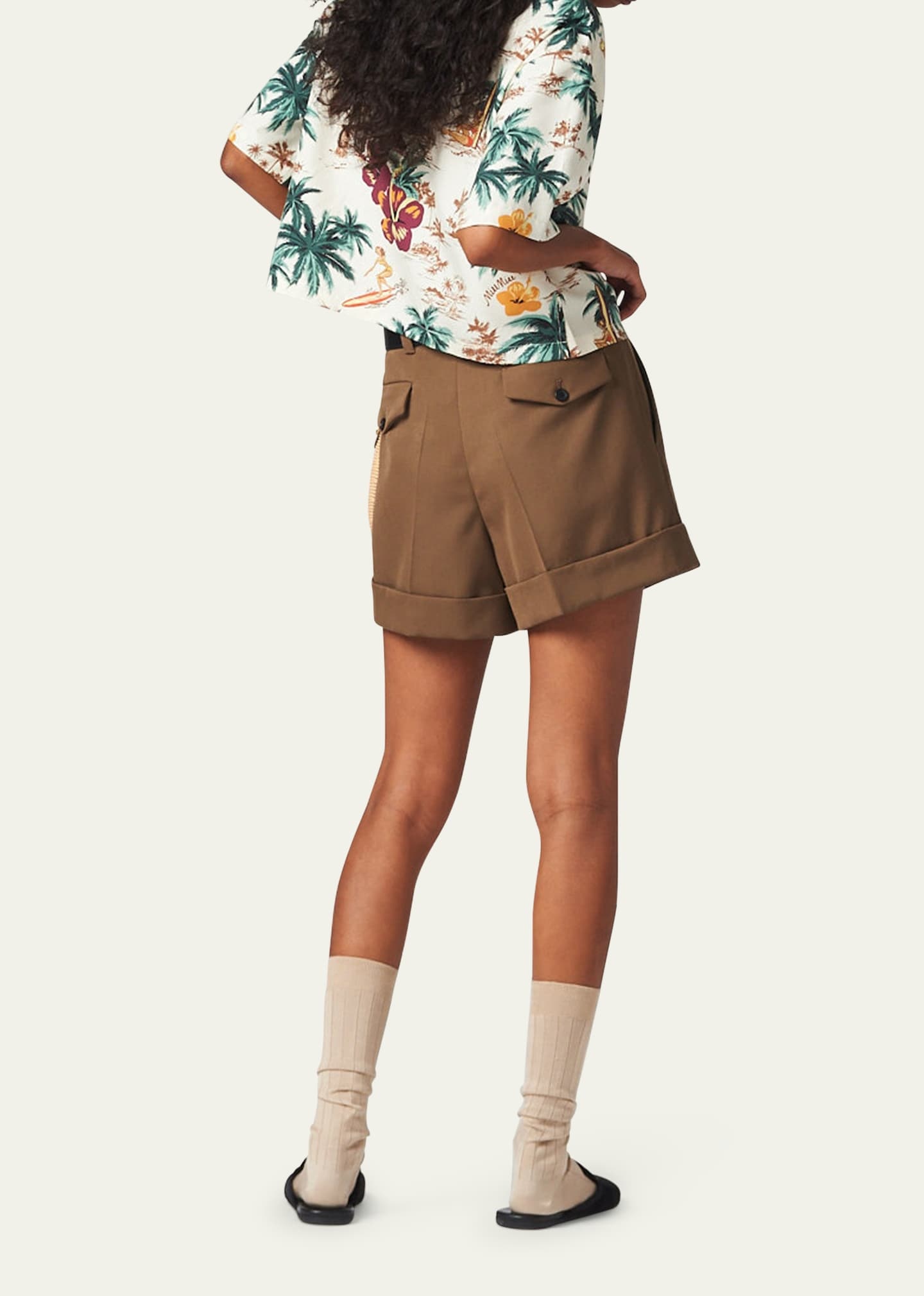 Logo Gabardine Low-Waist Bermuda Shorts - 3