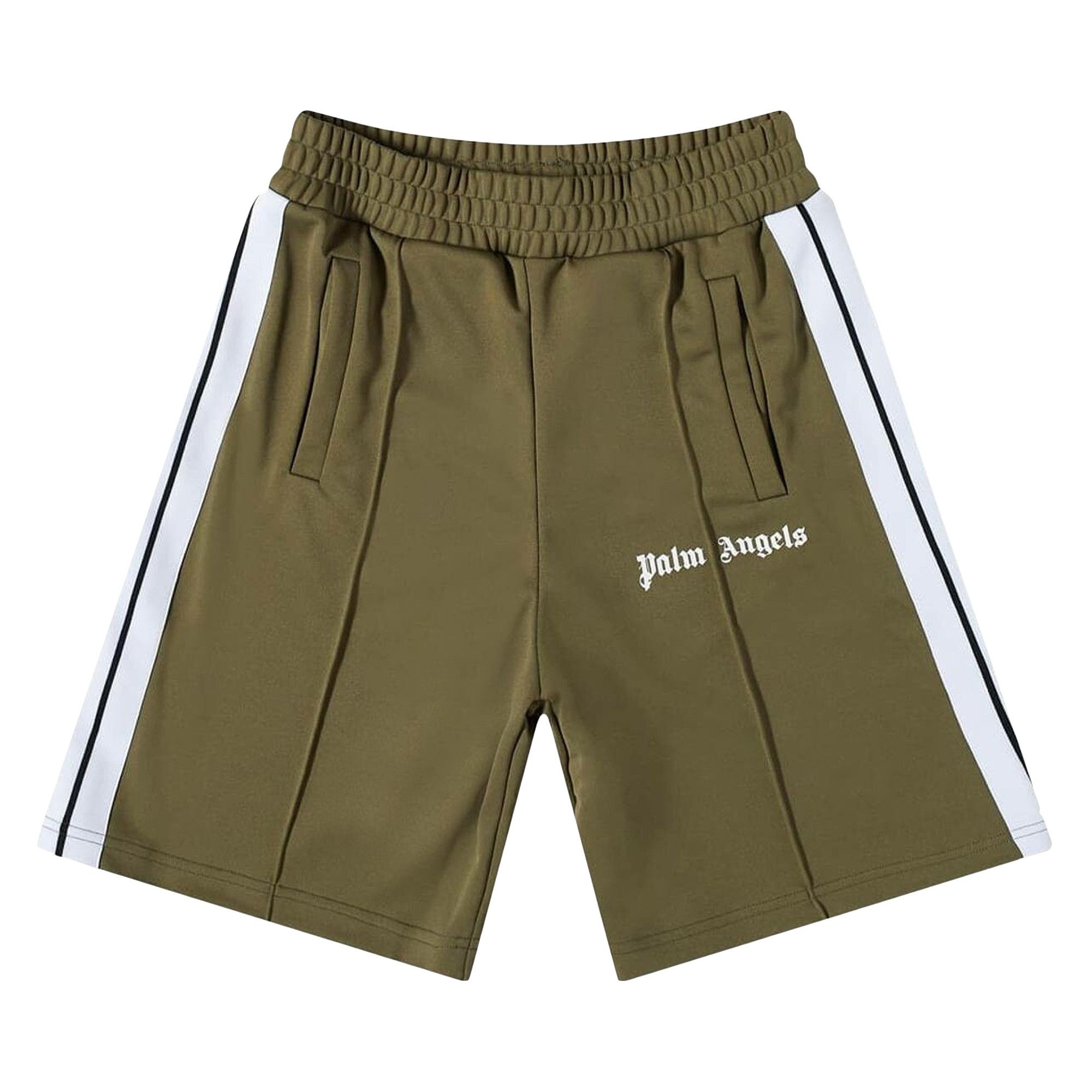 Palm Angels Classic Track Shorts 'Military/White' - 1