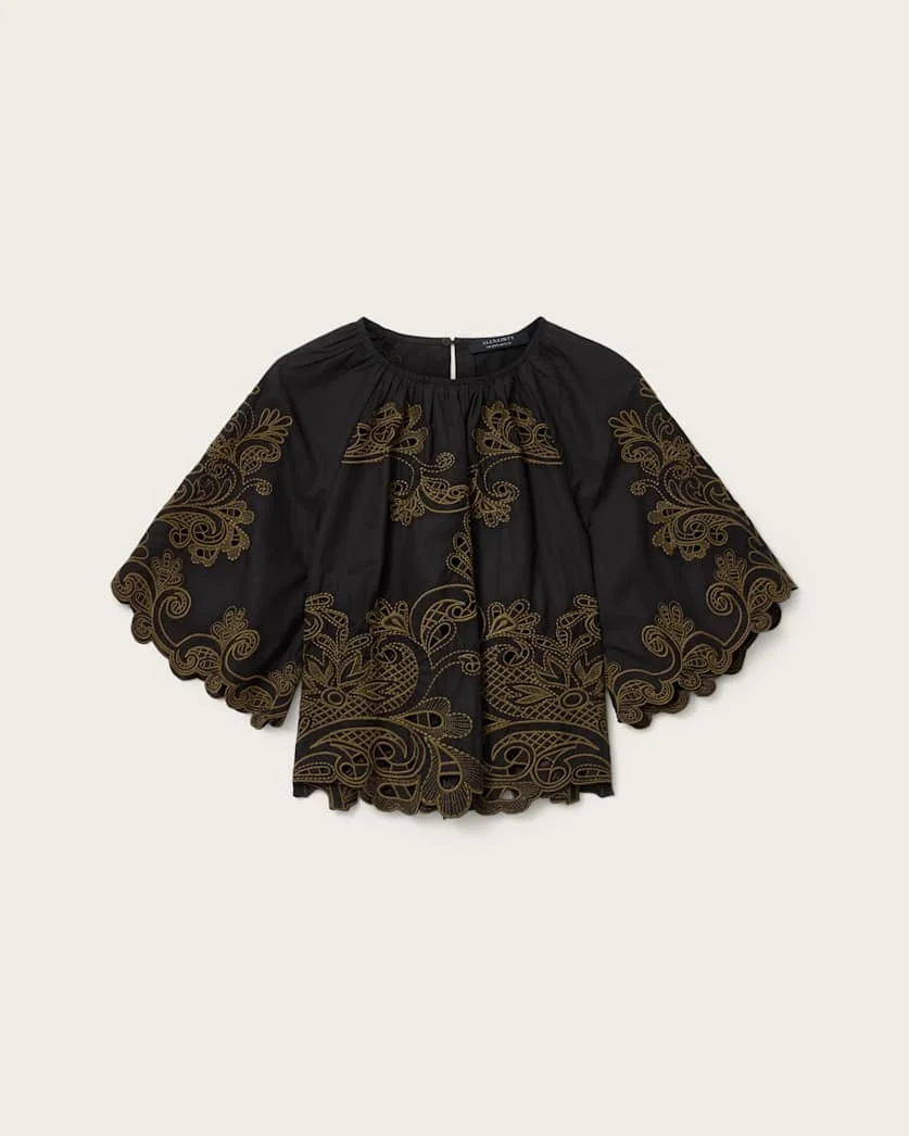 MIRIAM EMBROIDERED SHORT SLEEVE TOP - 1