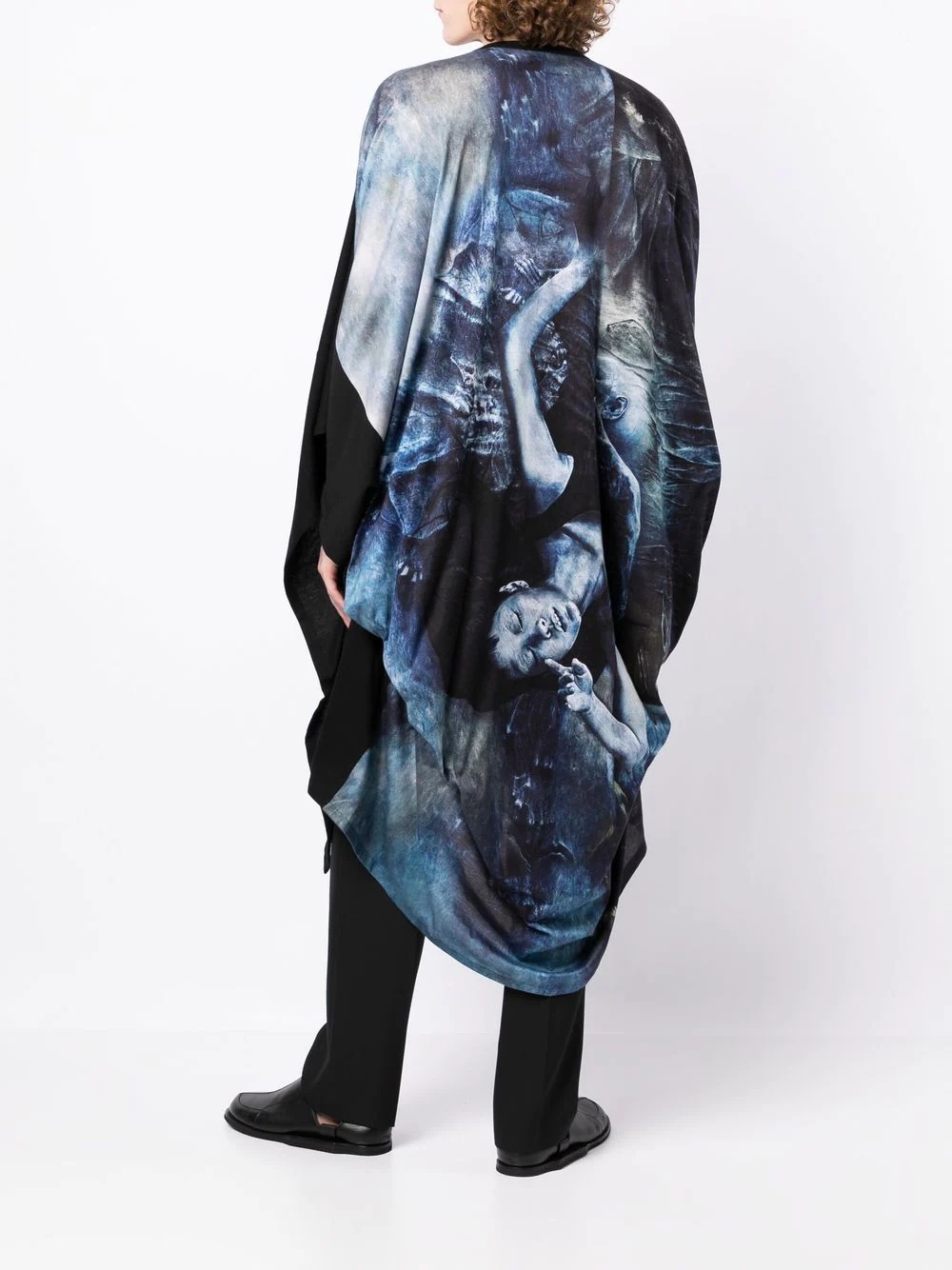 graphic-print long draped jacket - 2