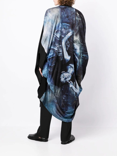 Yohji Yamamoto graphic-print long draped jacket outlook