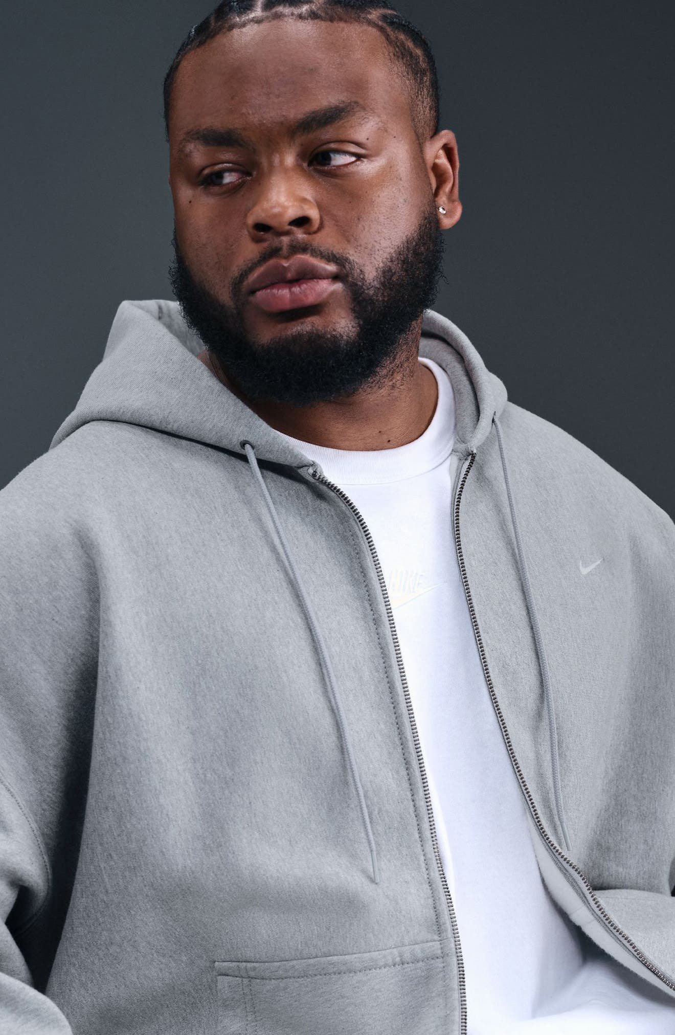 Nike Life Fleece Full Zip Hoodie in Dark Grey Heather at Nordstrom - 8
