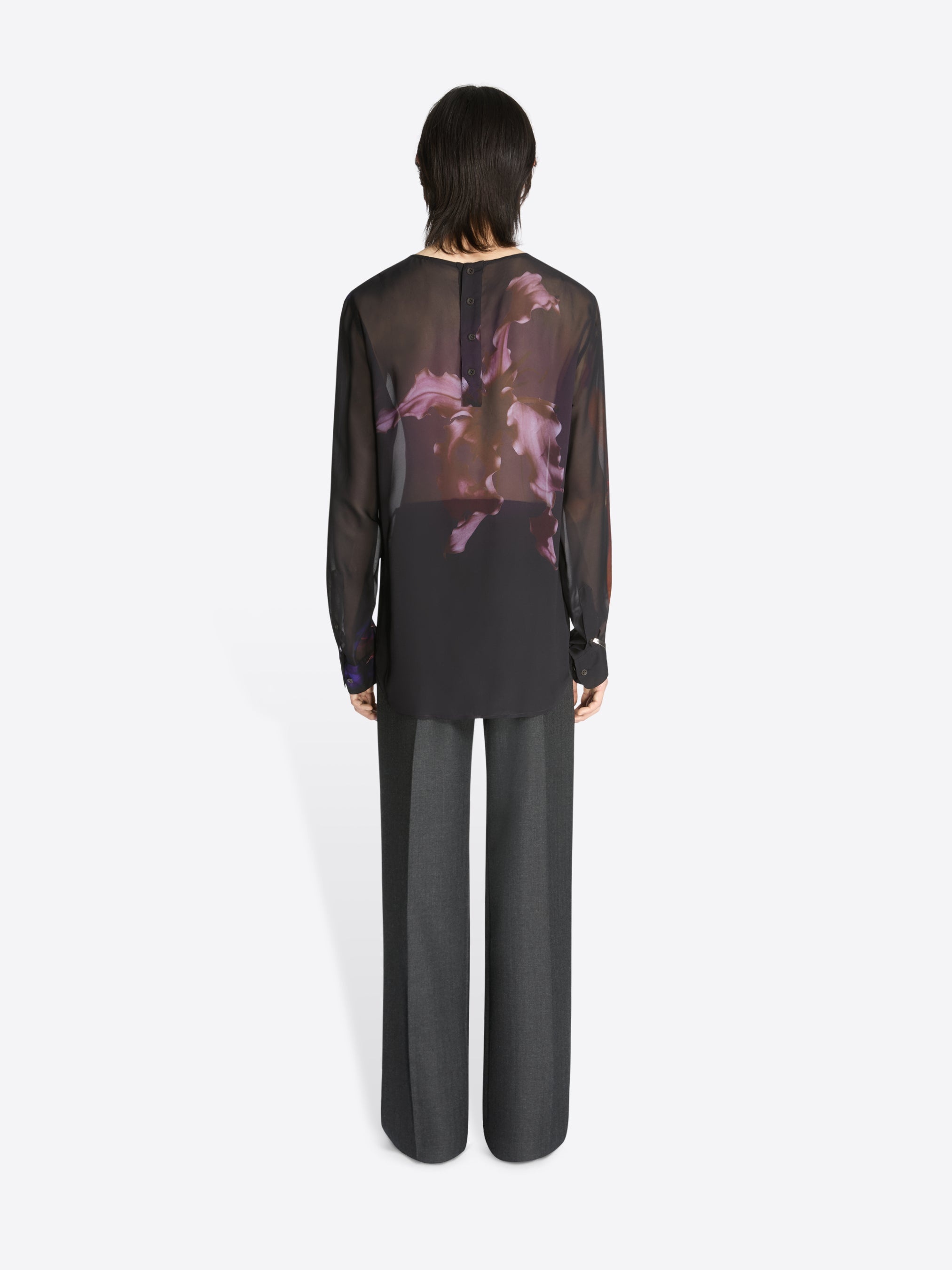 SHEER COLLARLESS SHIRT - 4