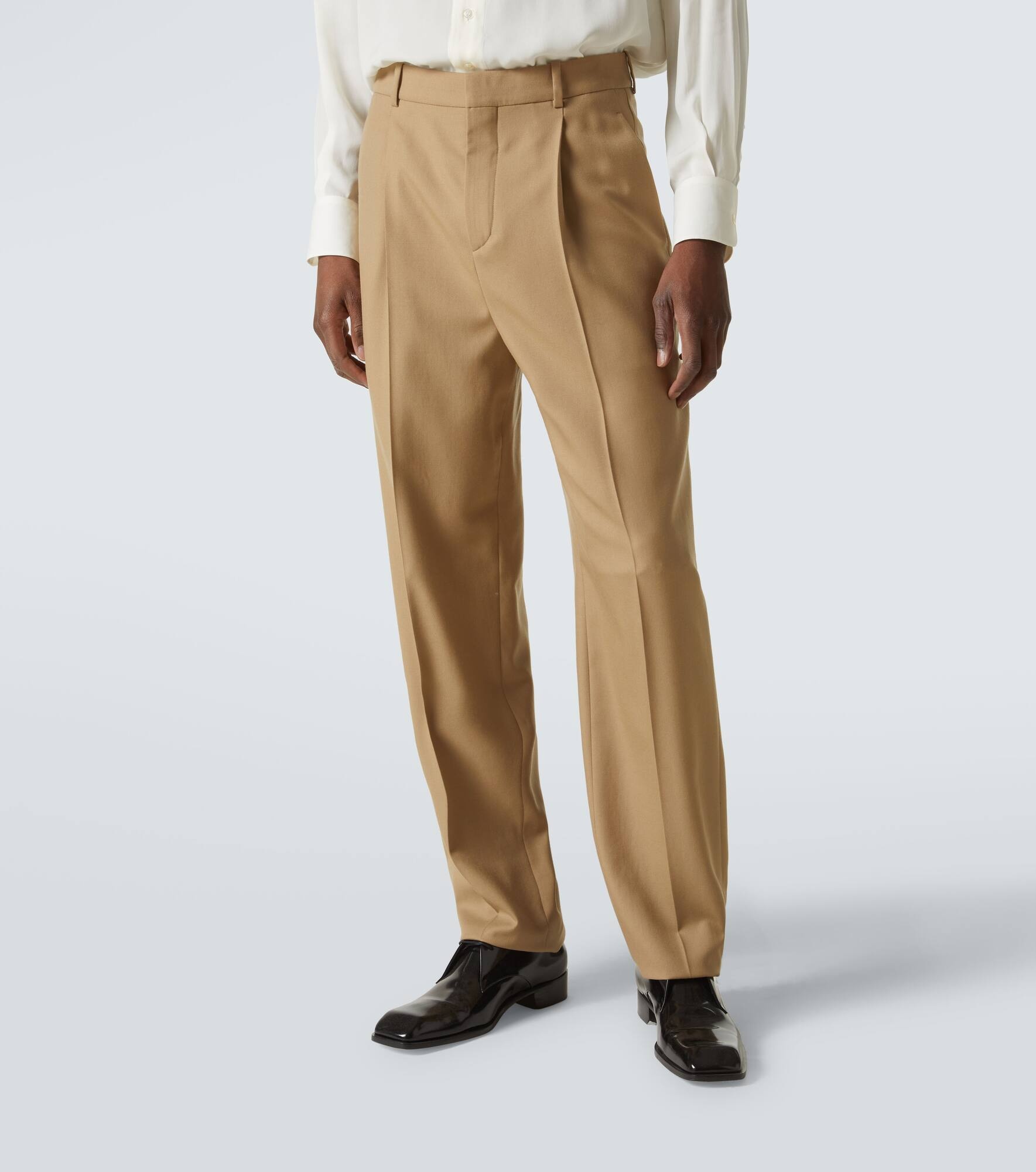 High-rise wool gabardine tapered pants - 3