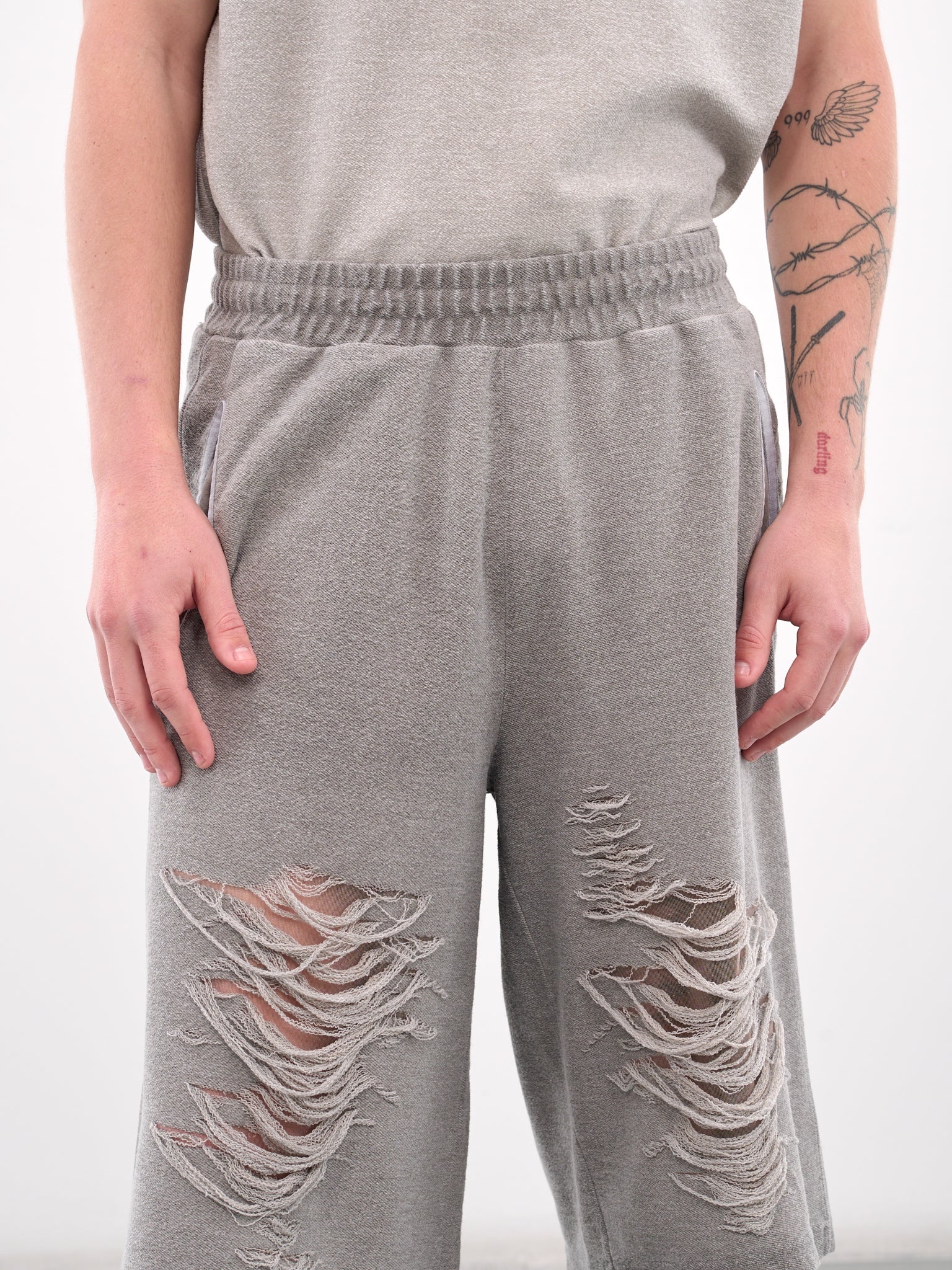 Distressed Sweat Shorts - 4