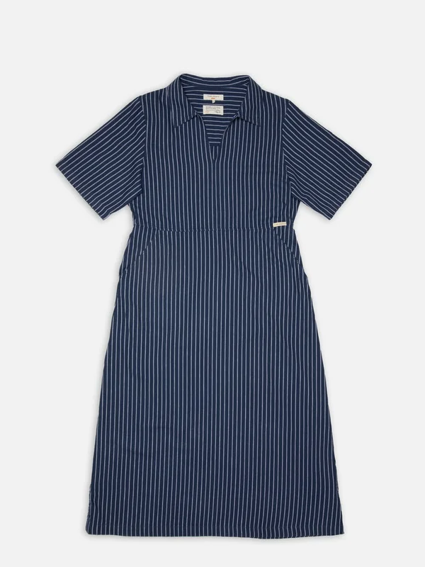 Ronja Open Collar Dress Blue - 1