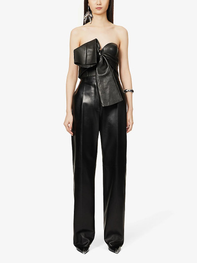 Alexander McQueen Straight-leg mid-rise leather trousers outlook