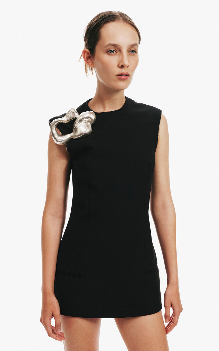 Embellished Stretch-Wool Mini Dress black - 2
