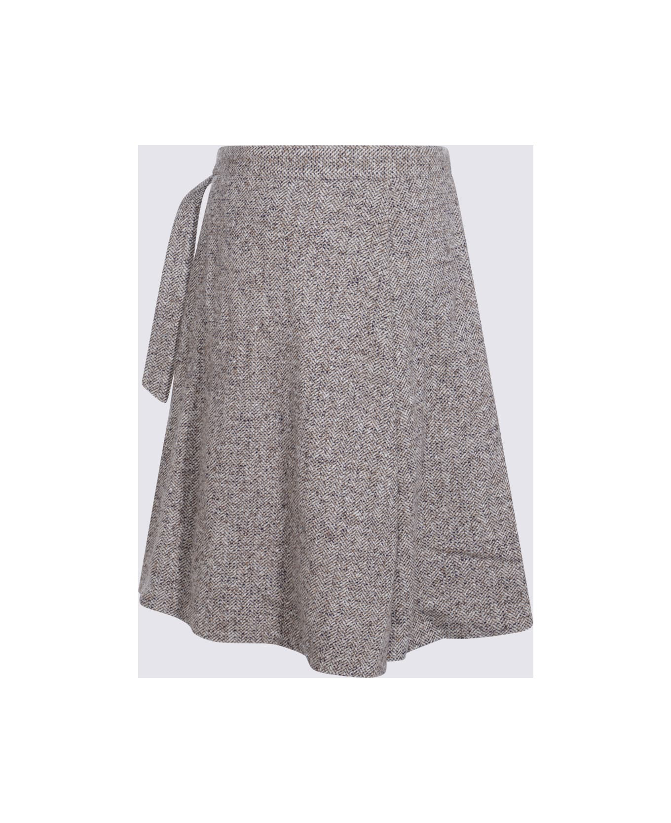 Grey Wool Midi Skirt - 2