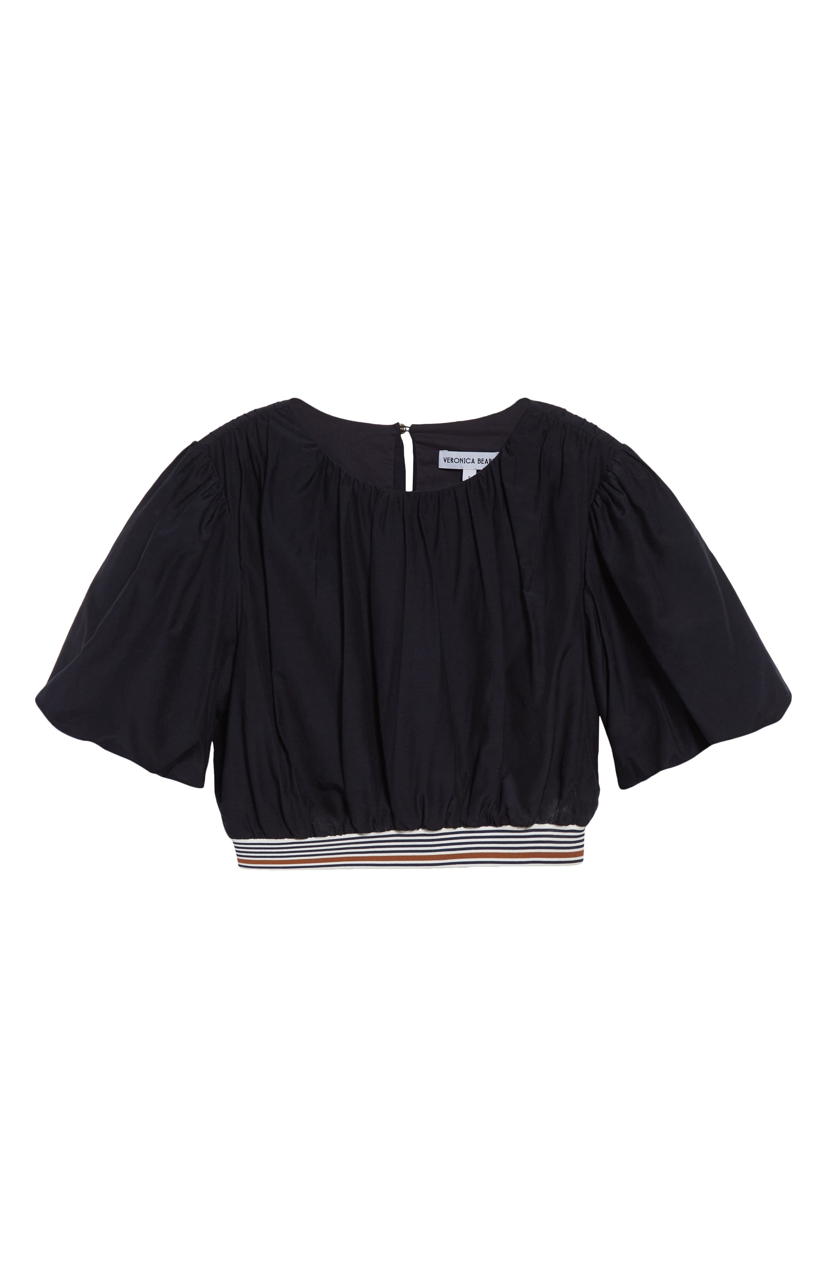 Veronica Beard Gabriela Cotton & Silk Crop Top in Navy at Nordstrom - 6