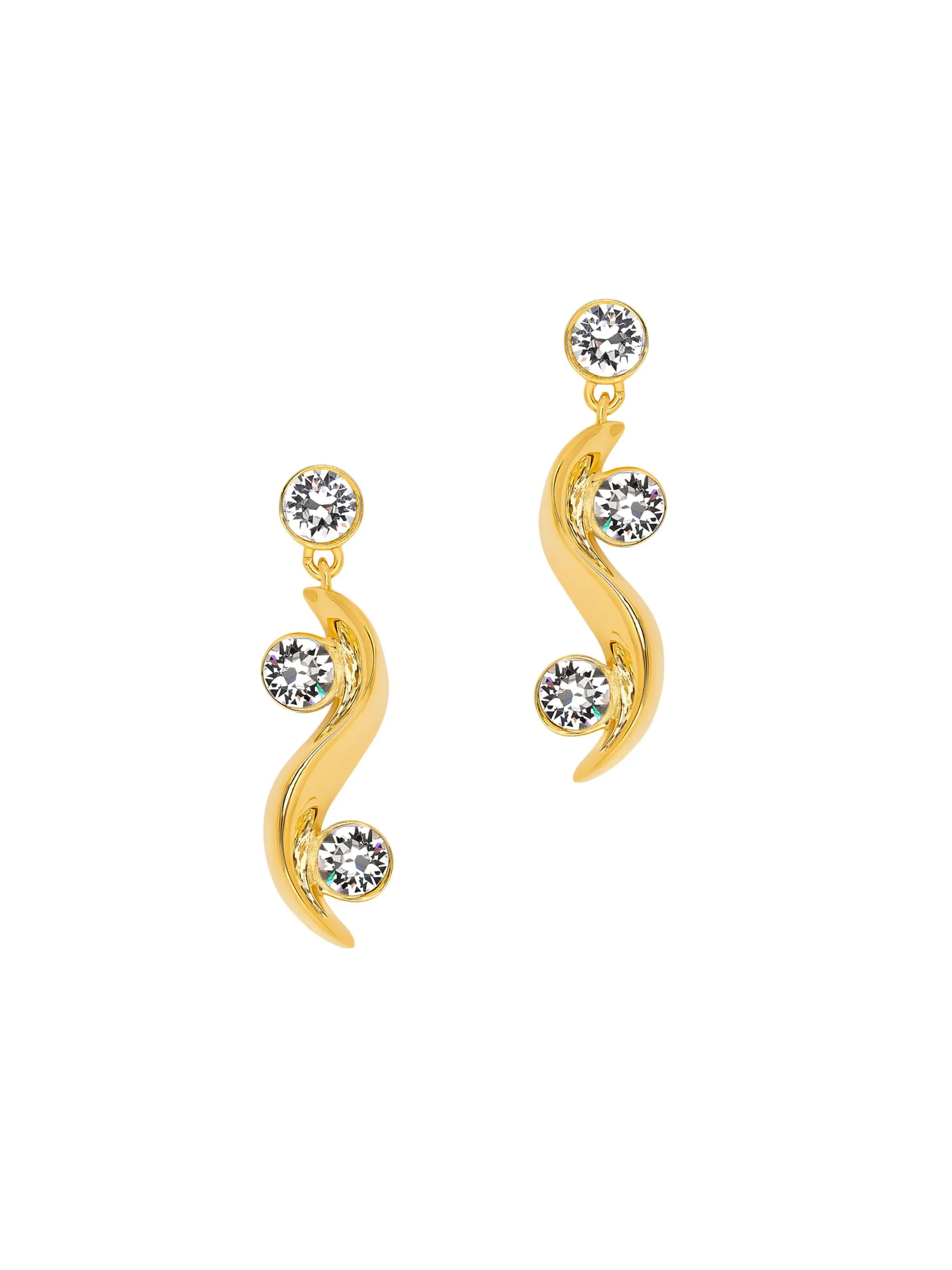Women's 24K-Gold-Plated & Glass Crystal Wave Drop Earrings - Crystal - 1