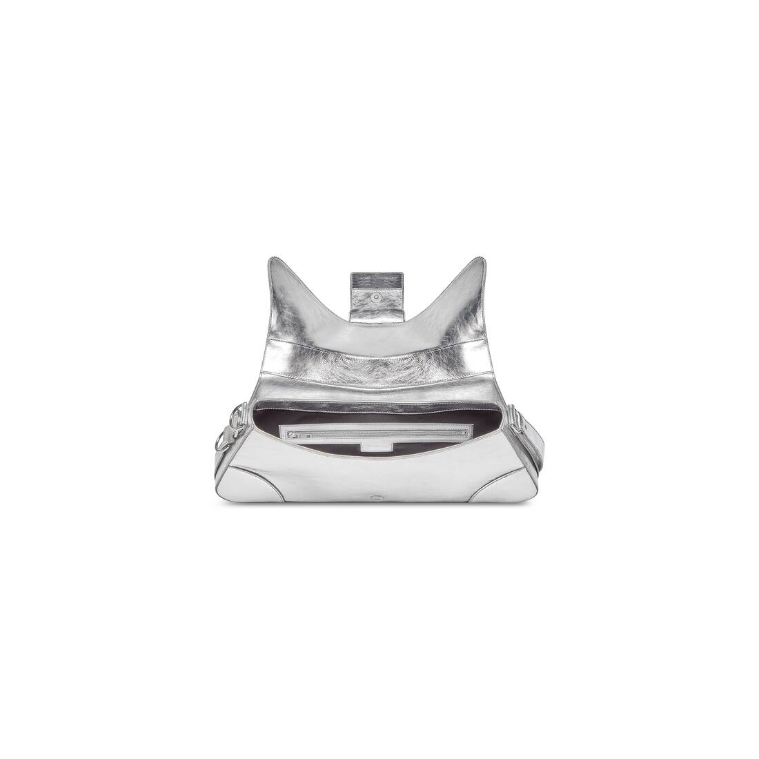 Women's Lindsay Large Shoulder Bag Pleated Mirror Effect in Silver 6
