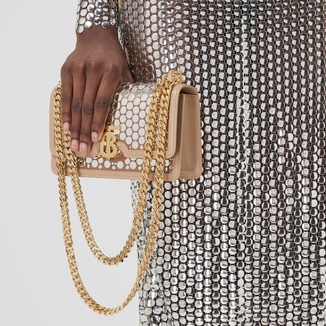 Mini Paillette-embellished Silk Chain TB Bag - 10