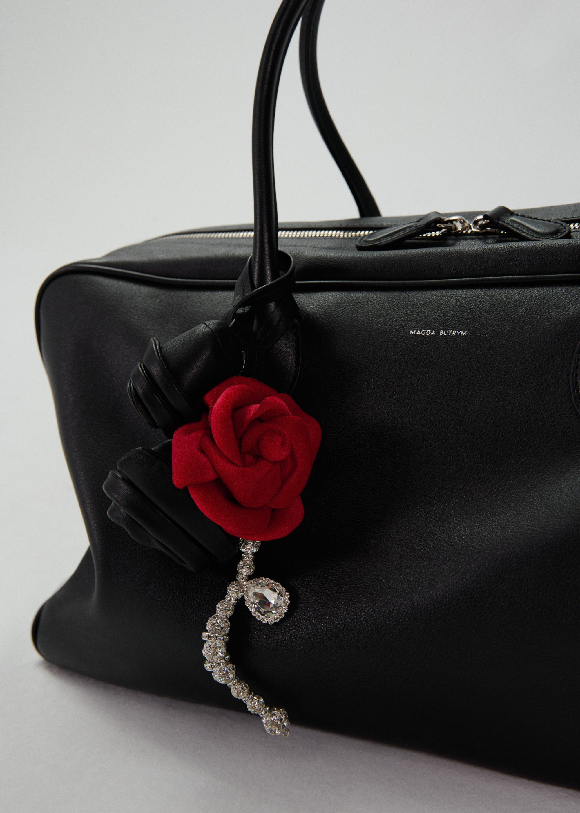 Velvet rose keychain in red - 2