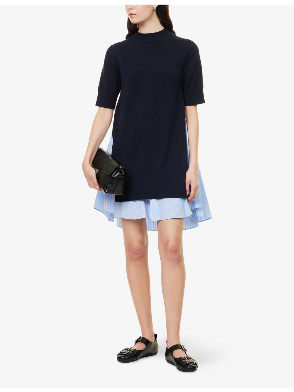 Striped Short-Sleeves Cotton-Knit Mini Dress - 2