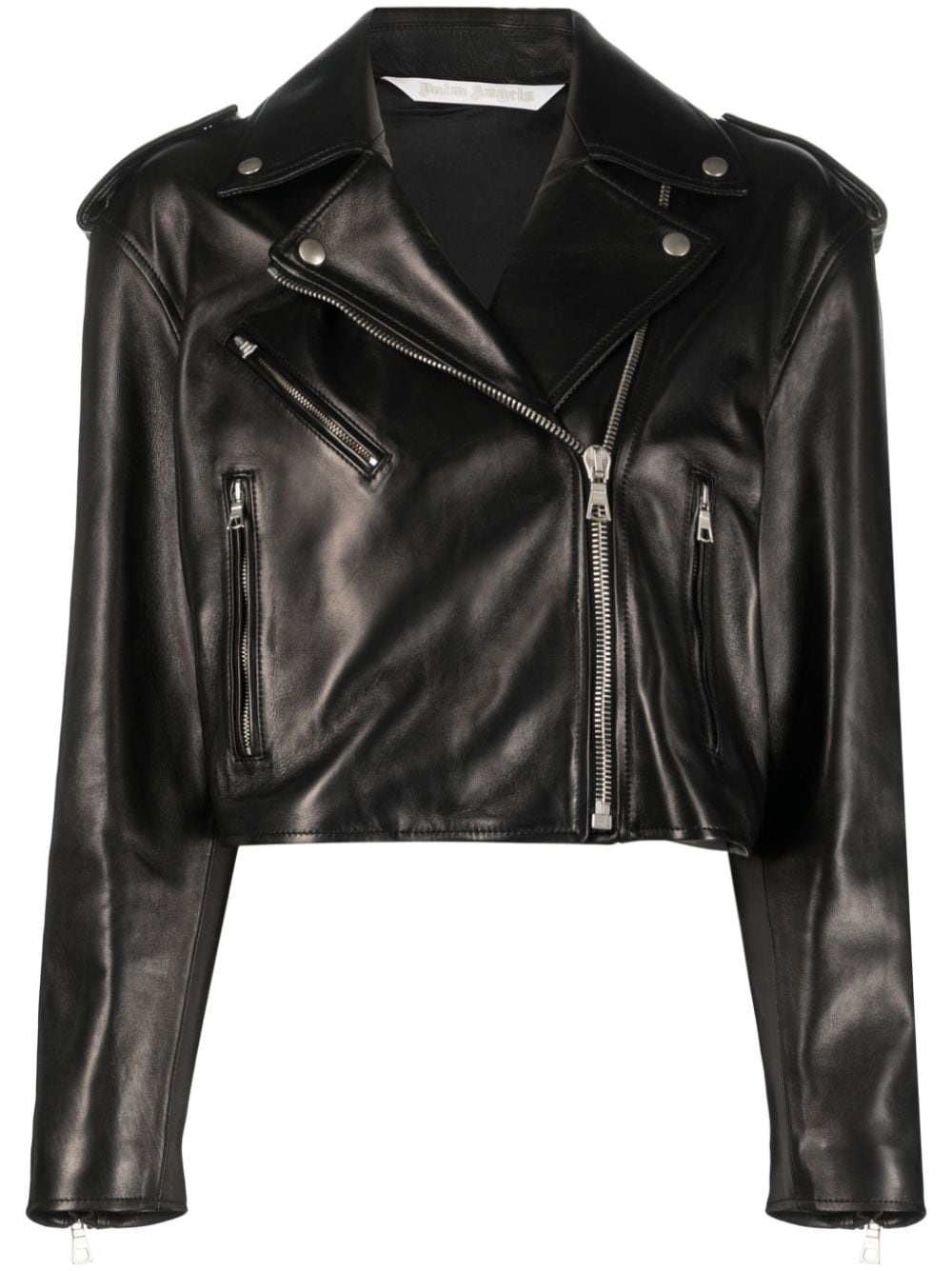 zip-up leather jacket - 1