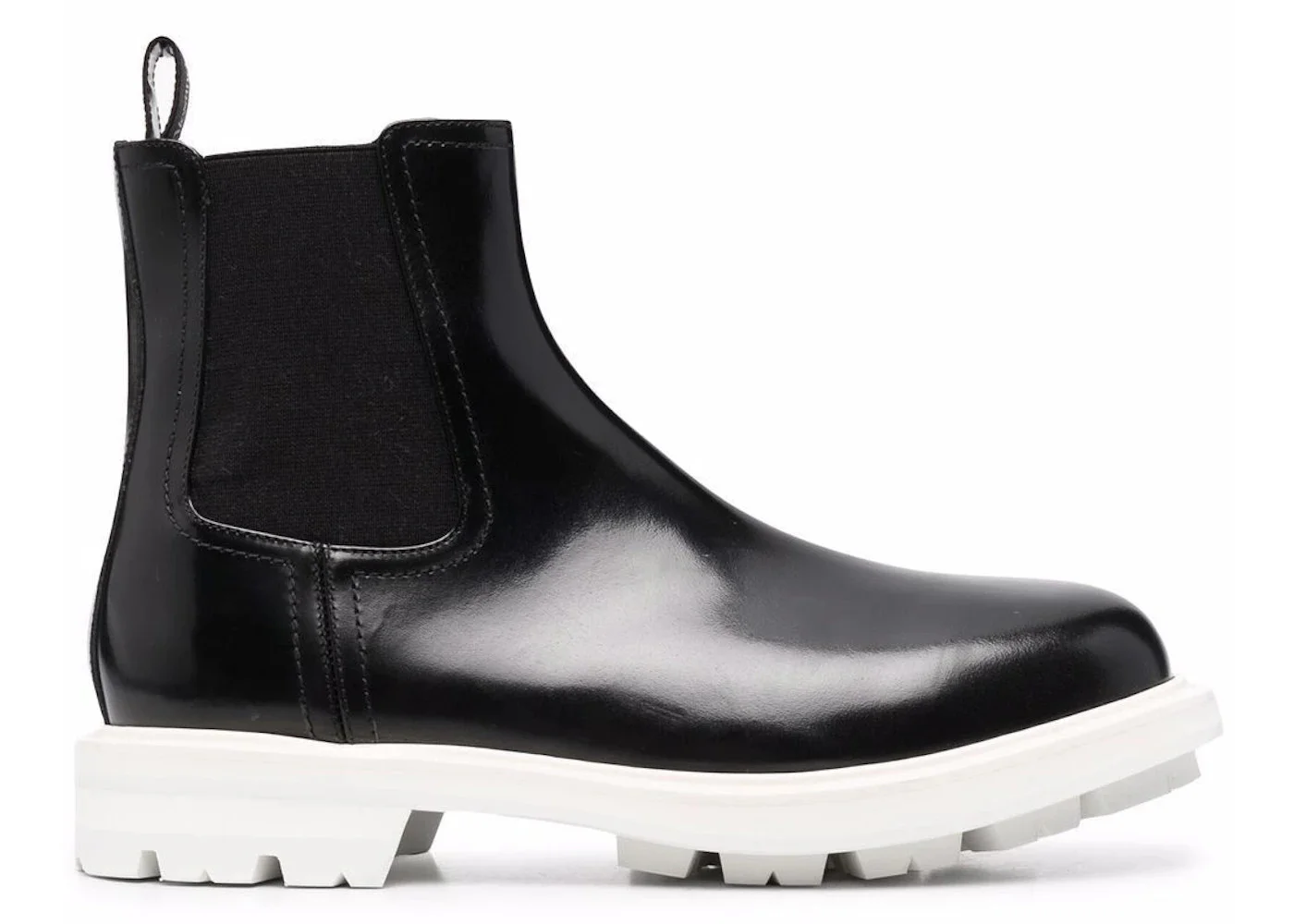 Alexander McQueen Leather Chelsea Boots Black White - 1
