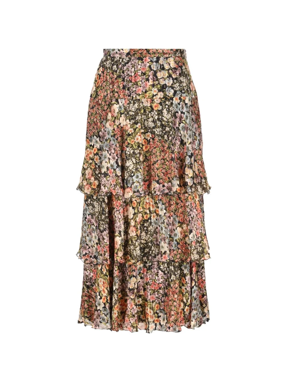 ruffled floral-print skirt - 1