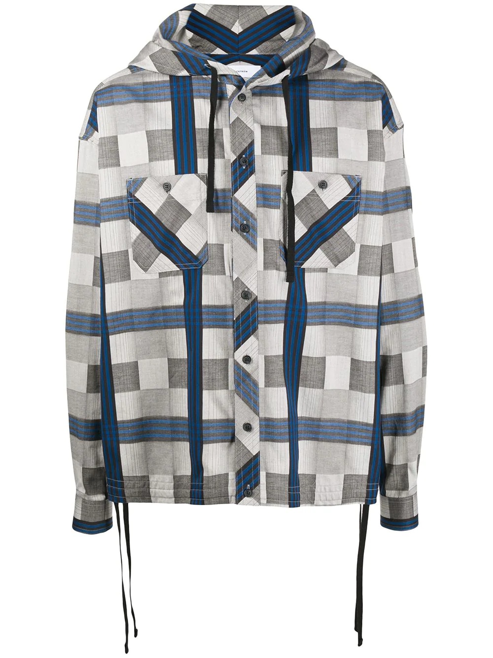 check print drawstring shirt - 1