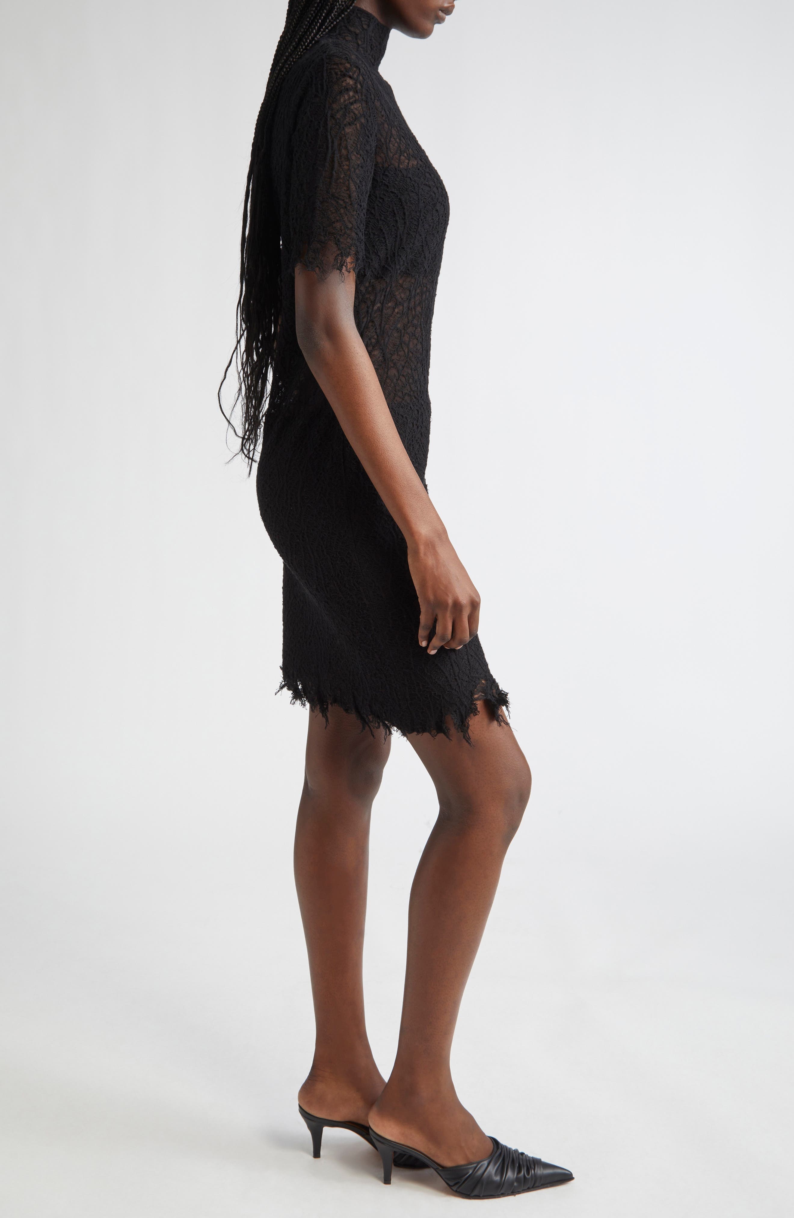 McQueen Cobweb Lace Minidress in Black at Nordstrom - 3