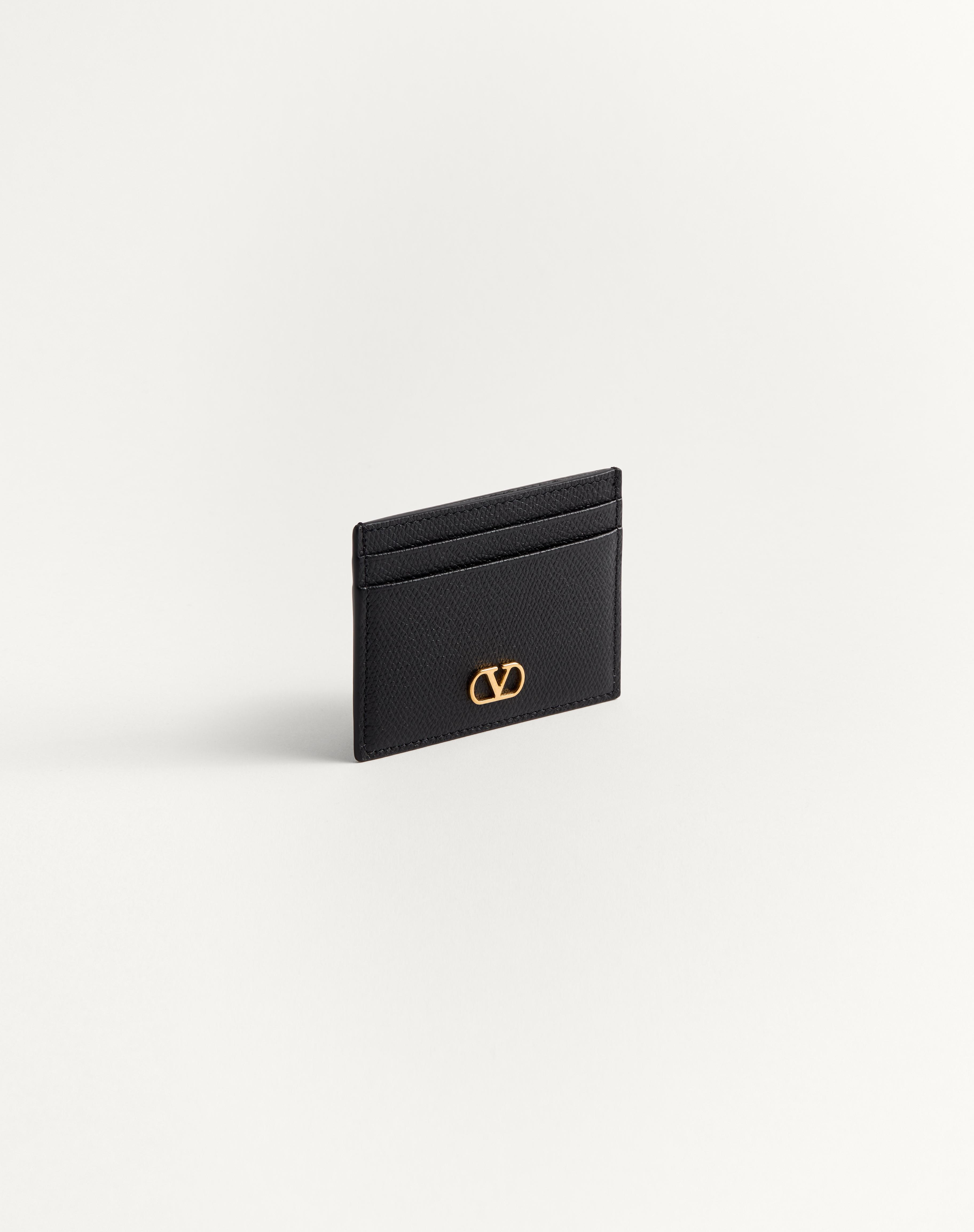VLOGO SIGNATURE GRAINY CALFSKIN CARD HOLDER - 4