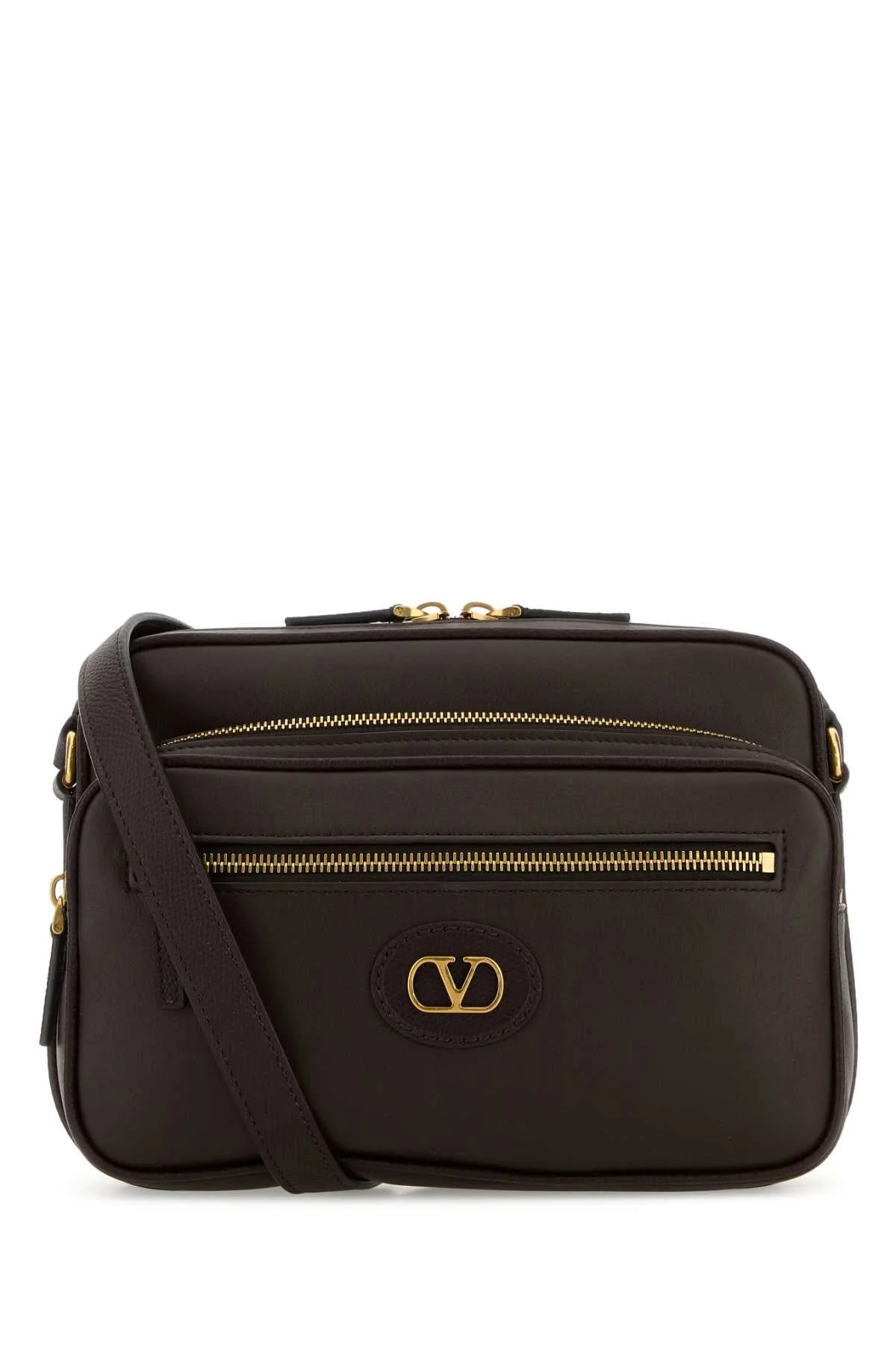 Valentino Garavani Men Dark Brown Leather Antibes Crossbody Bag - 1