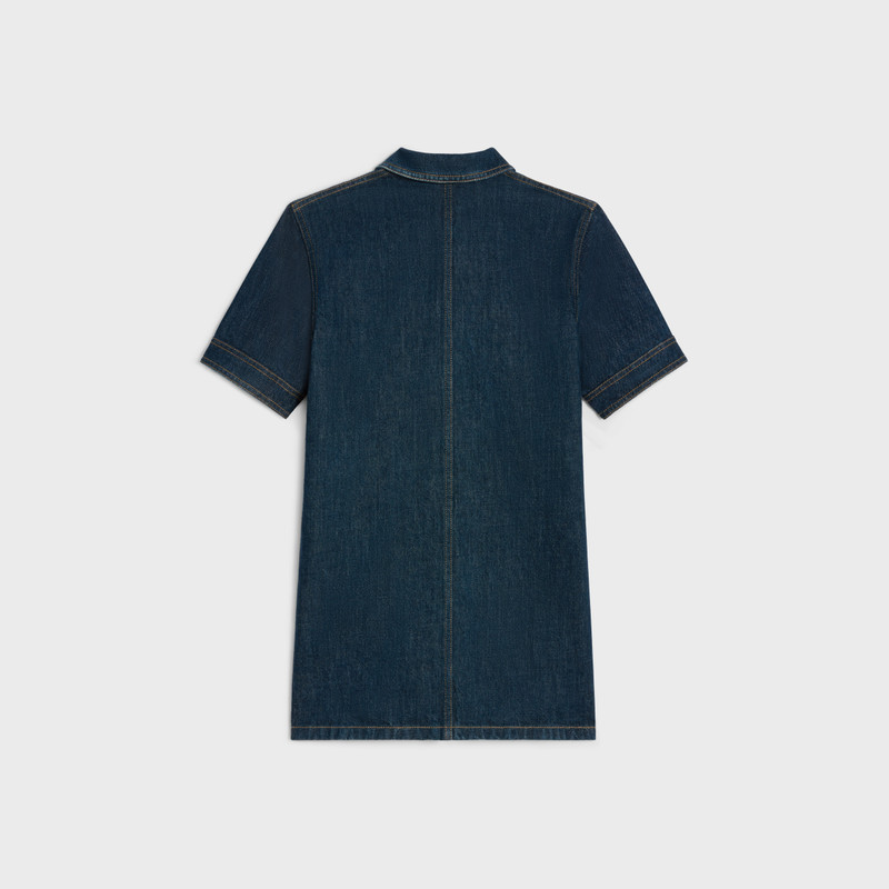 CELINE workwear mini dress in rinsed wash denim outlook