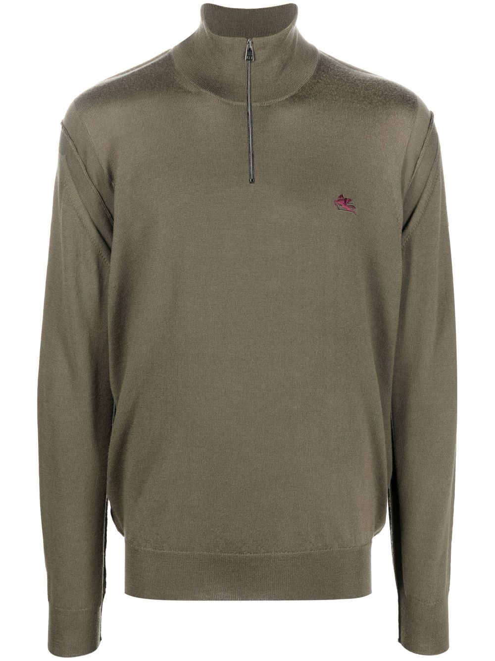 logo-embroidered quarter-zip jumper - 1