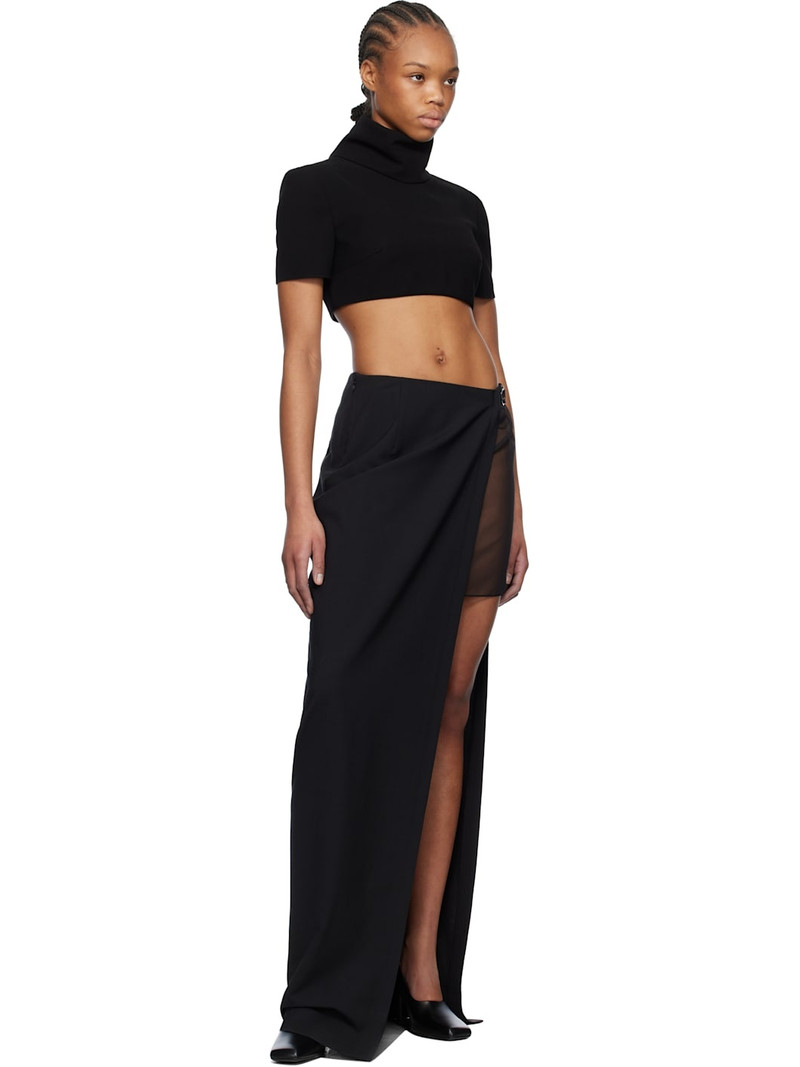 MÔNOT Black Crêpe Cropped Top outlook