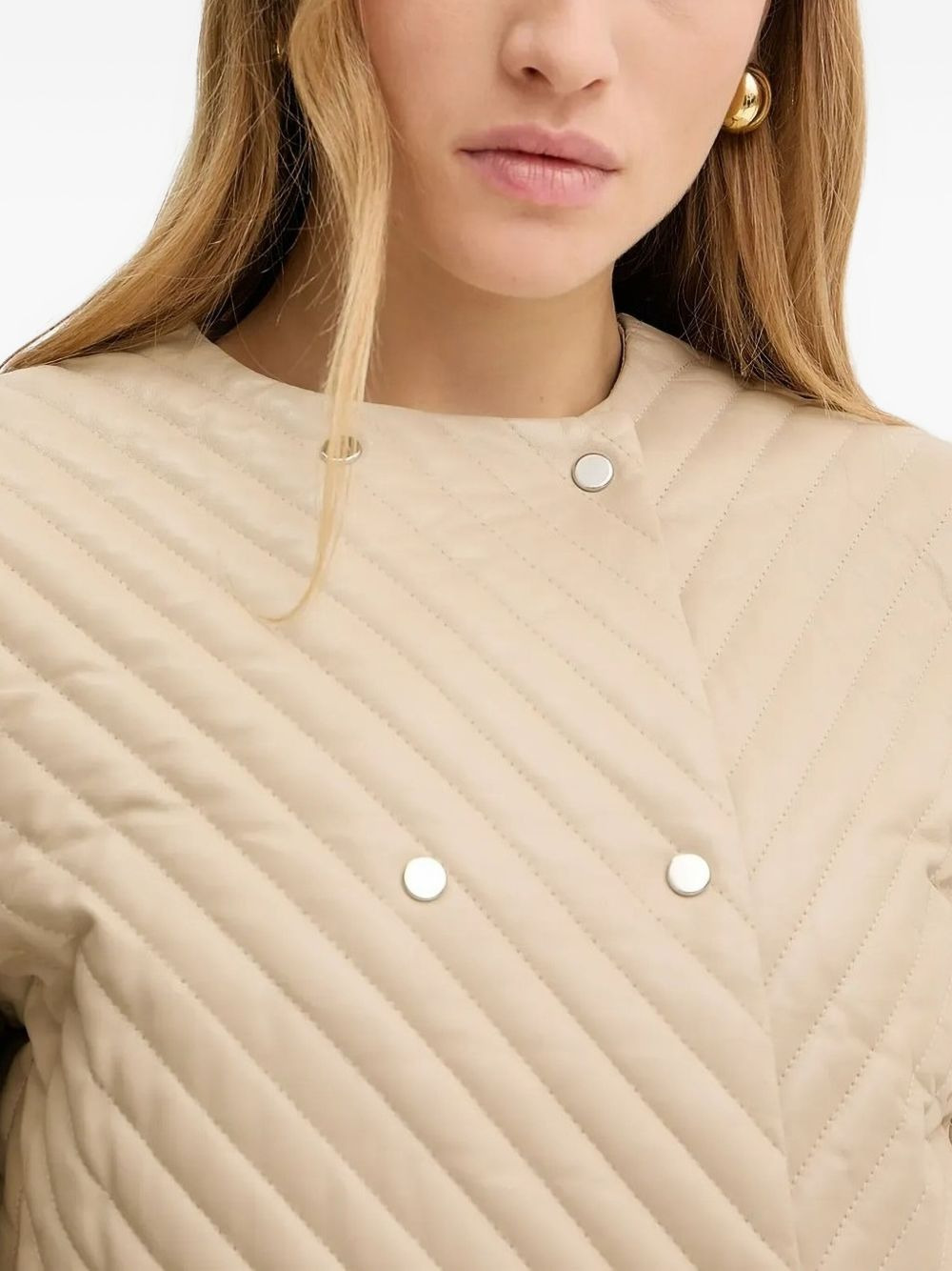 diagonal-quilted leather jacket - 5