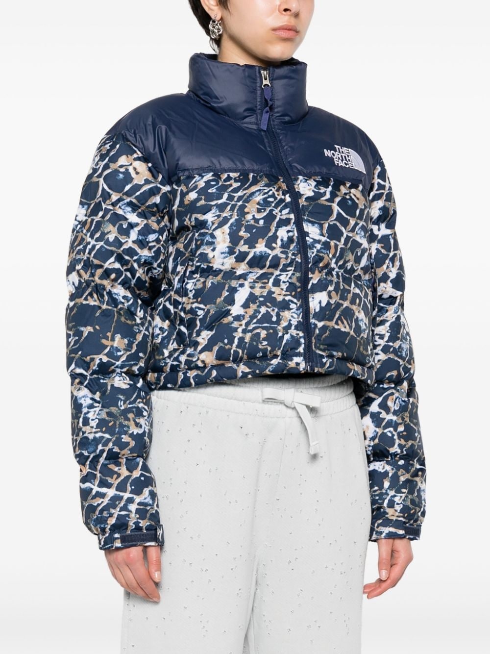 abstract-print quilted jacket - 3