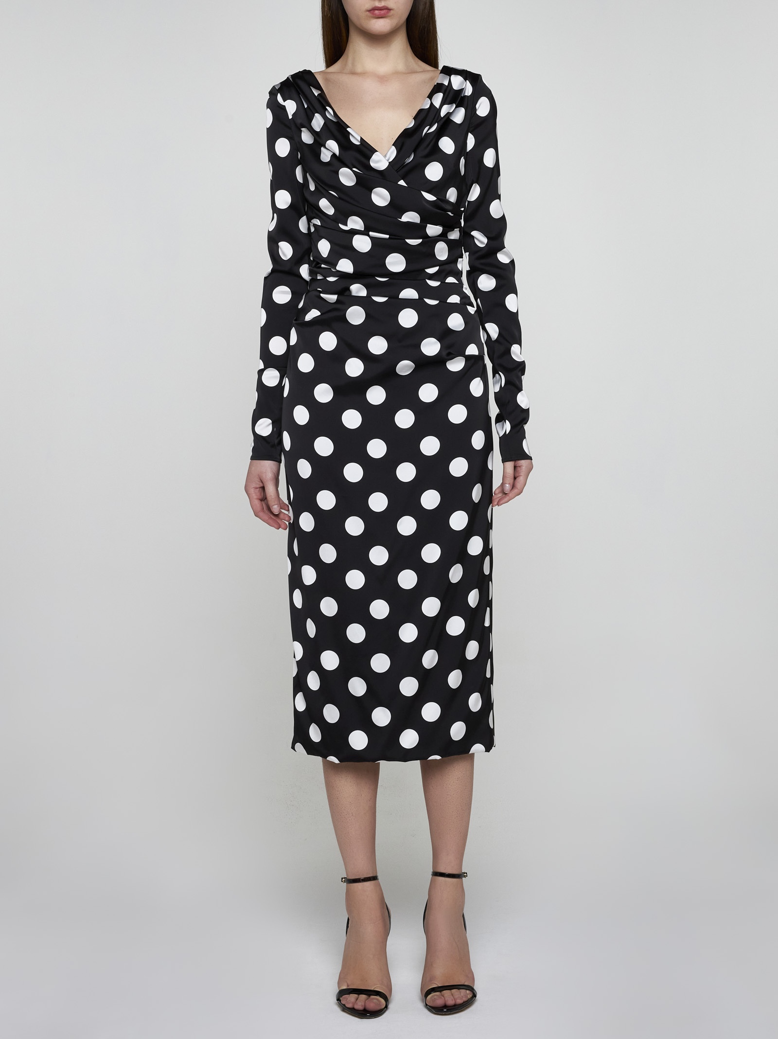 Polka dot print viscose midi dress - 2