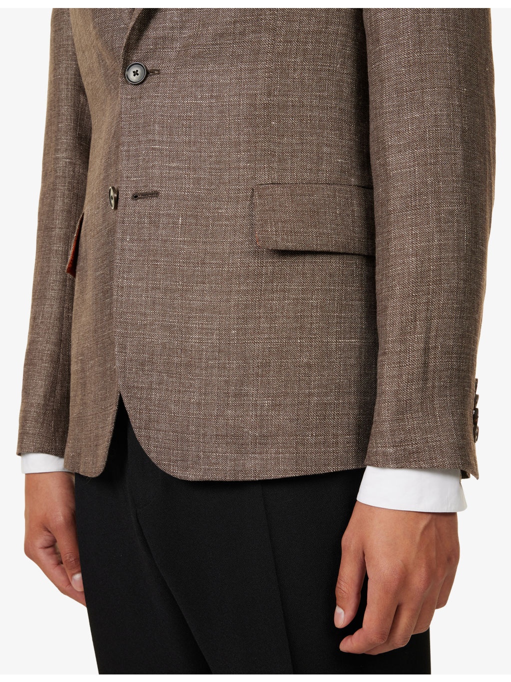 Notch-Lapels Regular-Fit Linen And Wool Blazer - 6