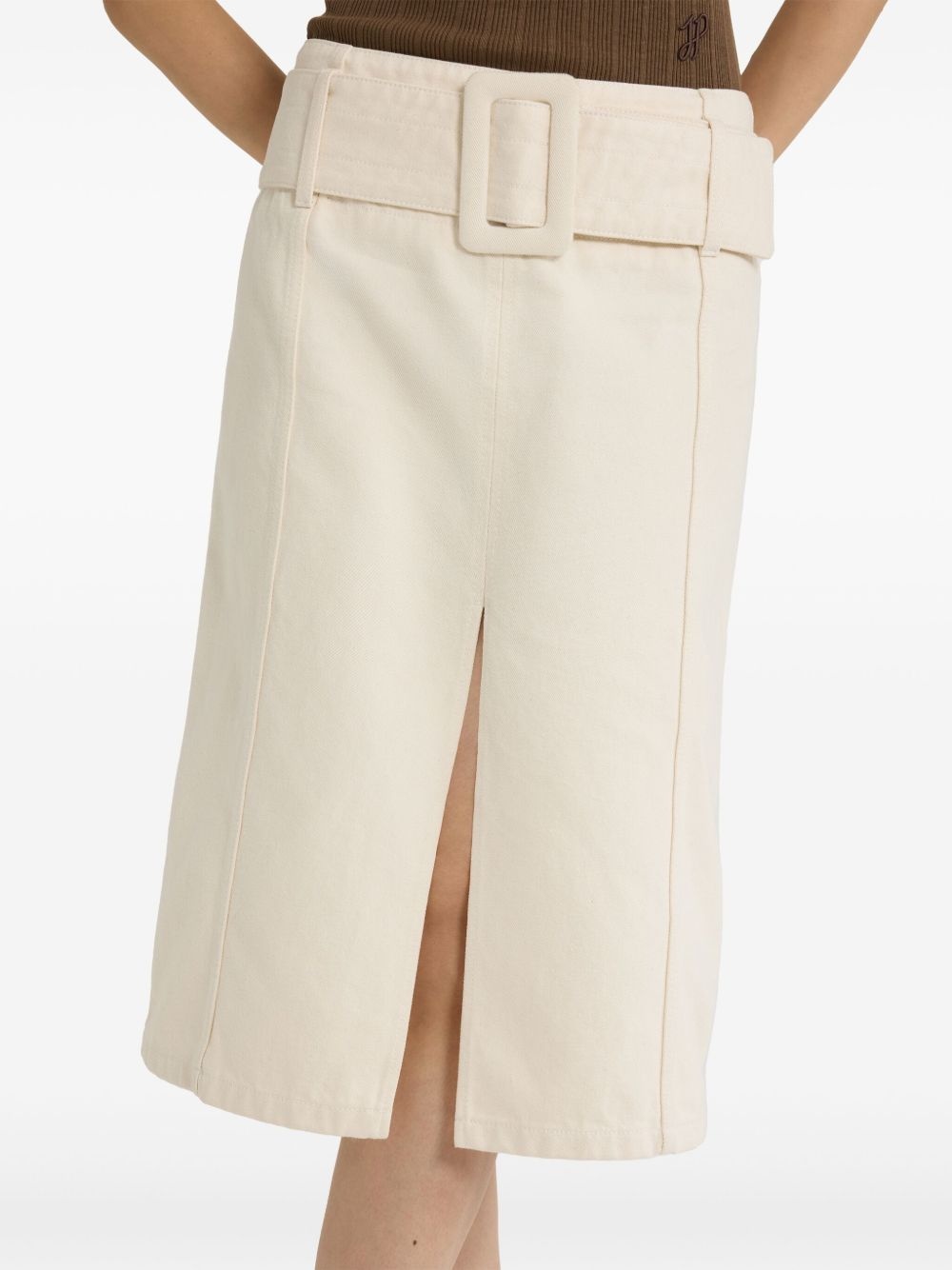 belted denim midi skirt - 4
