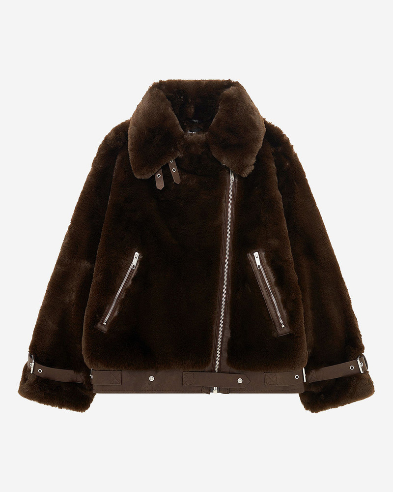 BROWN FUR-EFFECT AVIATOR JACKET 1