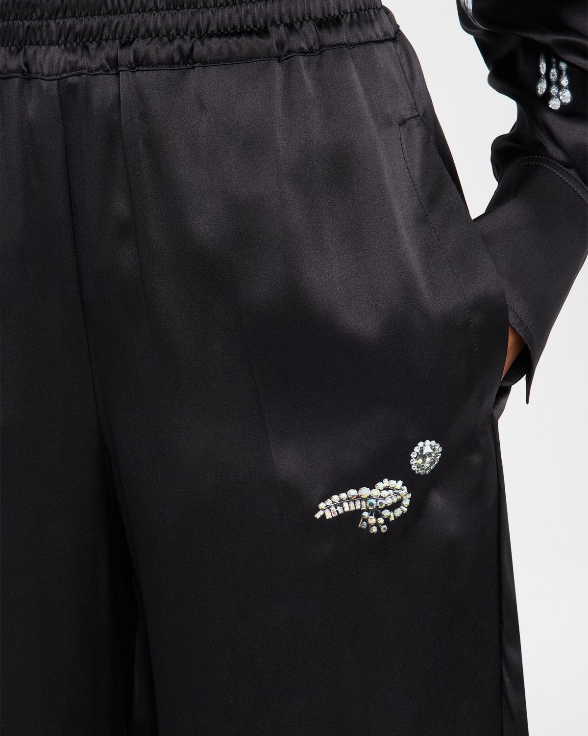 Crystal-Print Silk Straight-Leg Pajama Trousers - 5