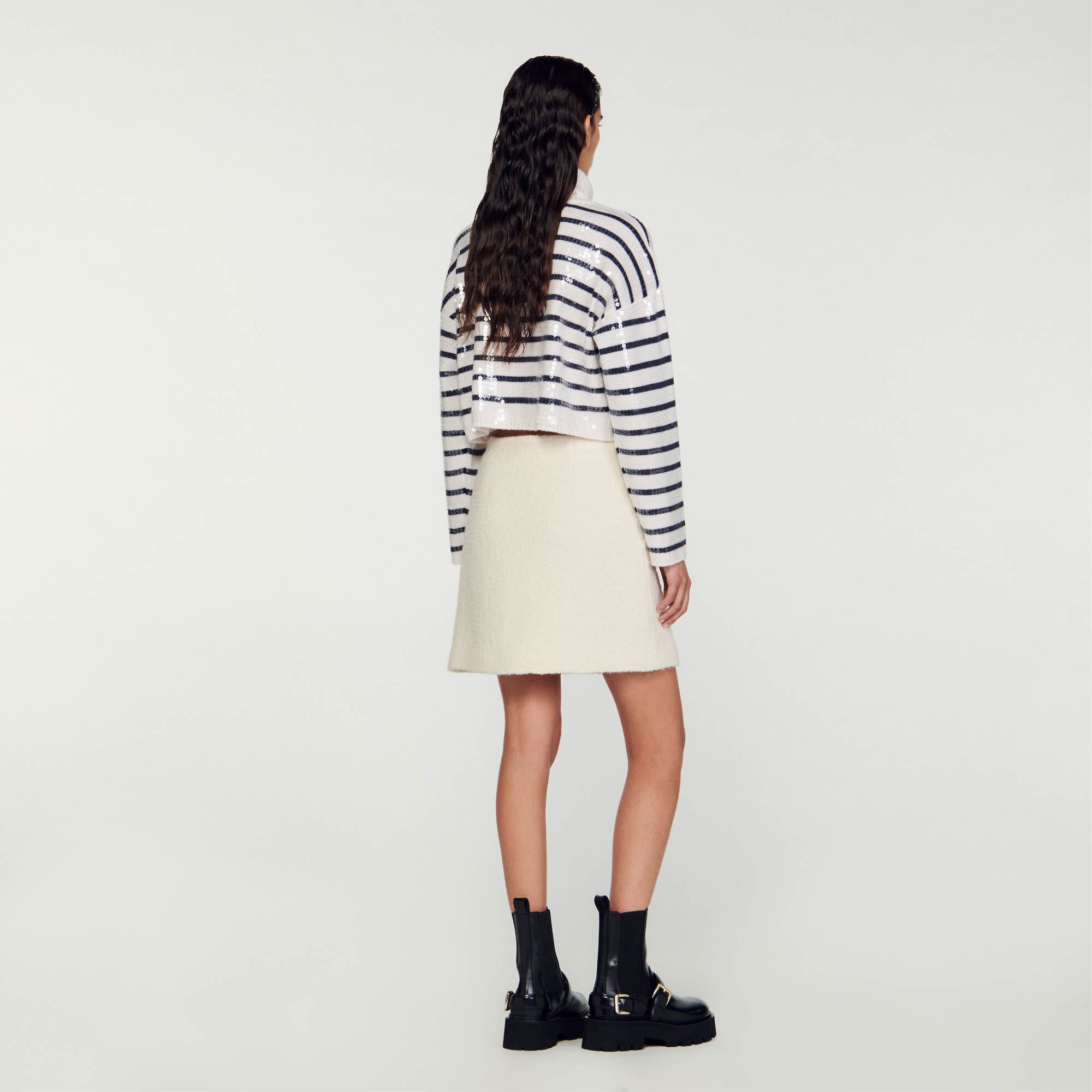 SHORT BOUCLÉ FABRIC SKIRT - 6