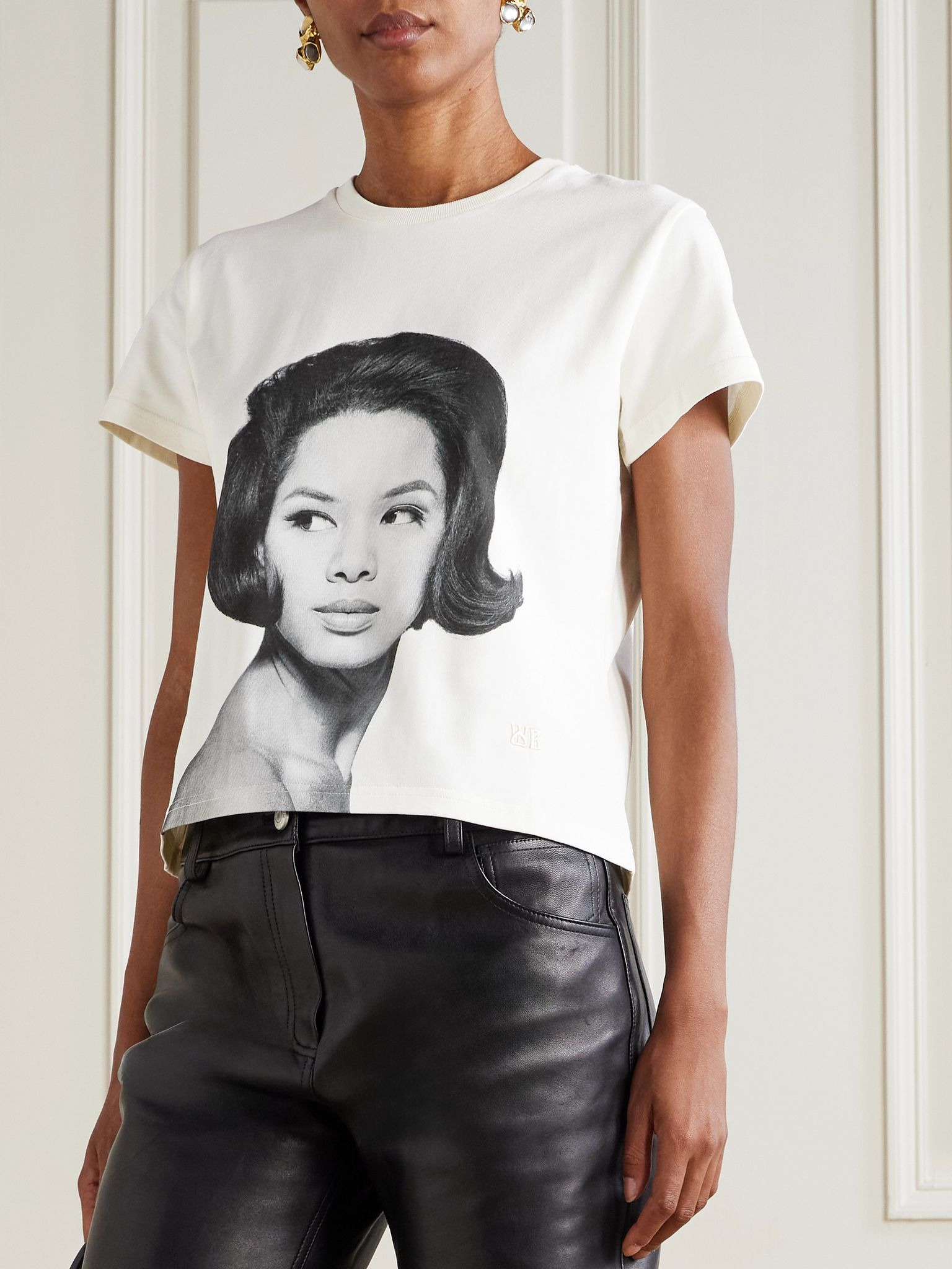 Selah cropped printed organic cotton T-shirt White - 3