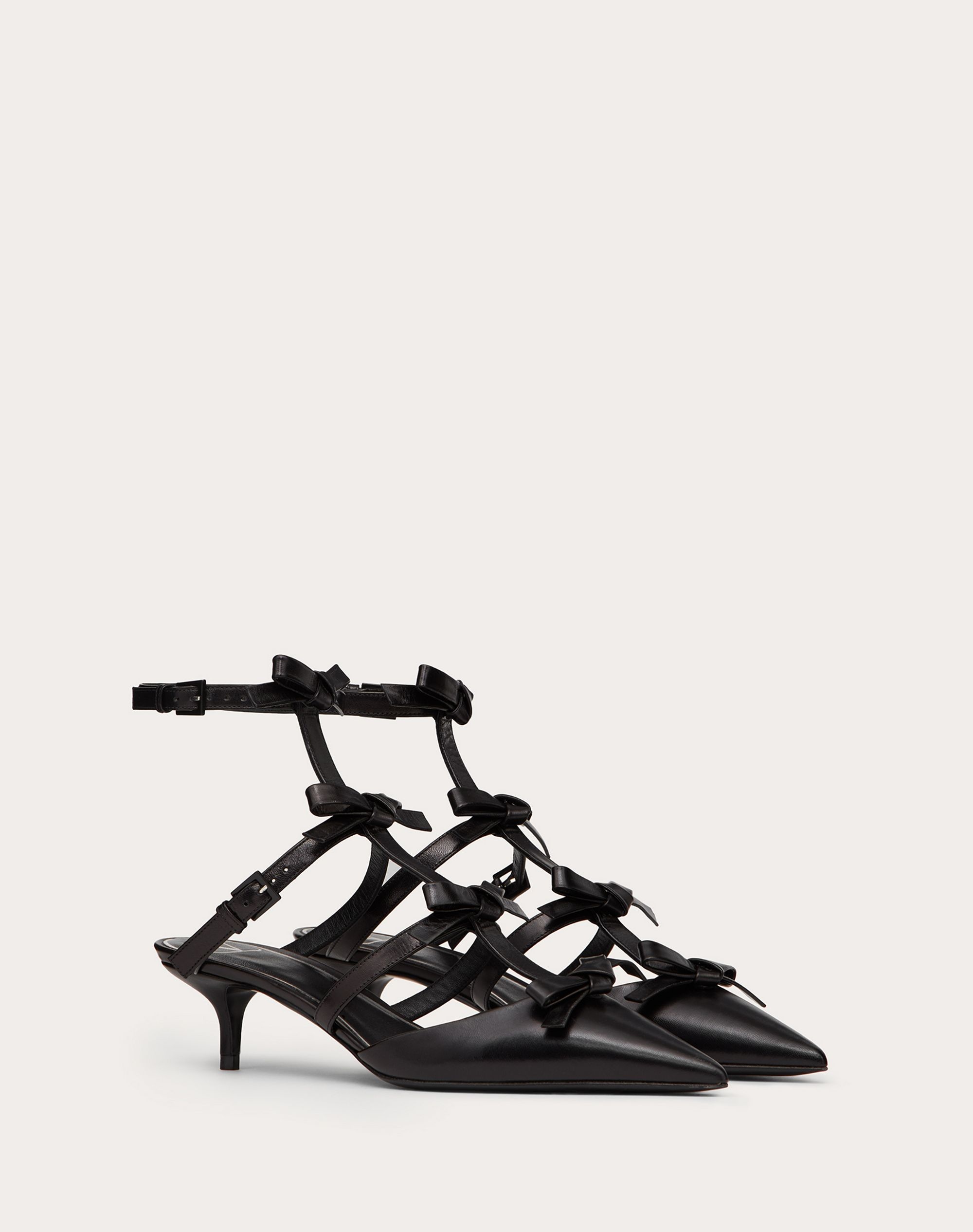ANKLE STRAP PUMP WITH KIDSKIN FRENCH BOWS  40 MM - 2