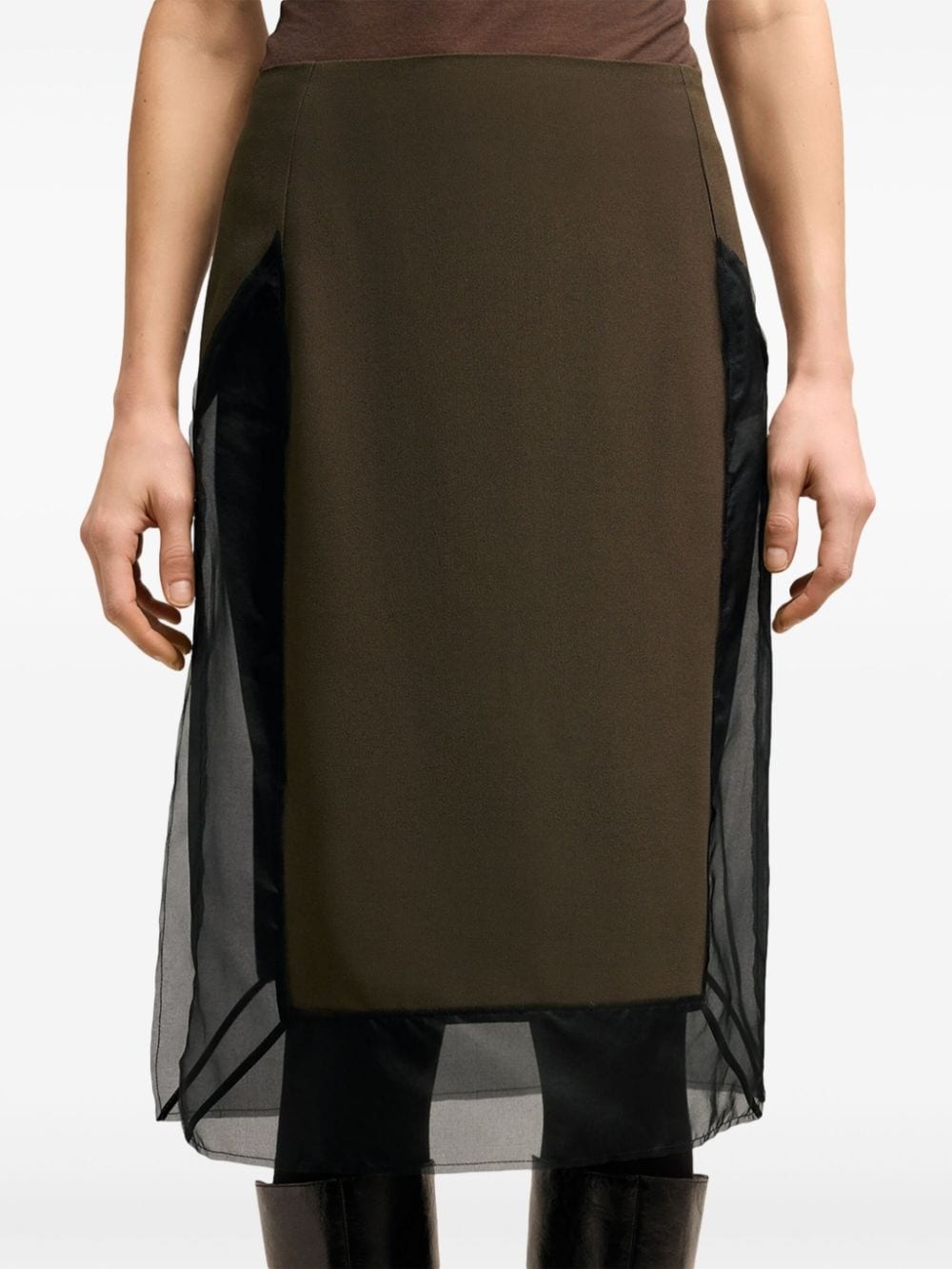 tulle-panel straight skirt - 6