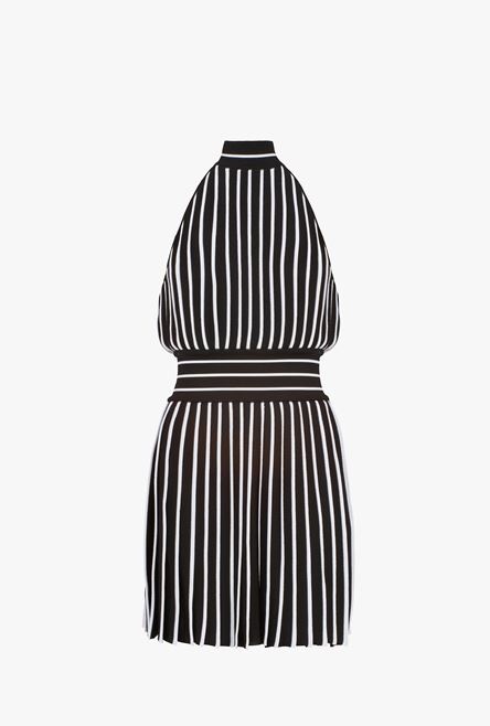 Short black and white striped jersey dress - 1