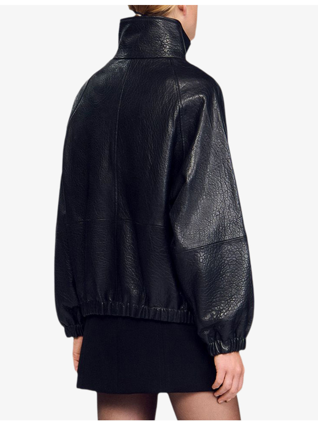 High-neck oversized leather jacket - 4