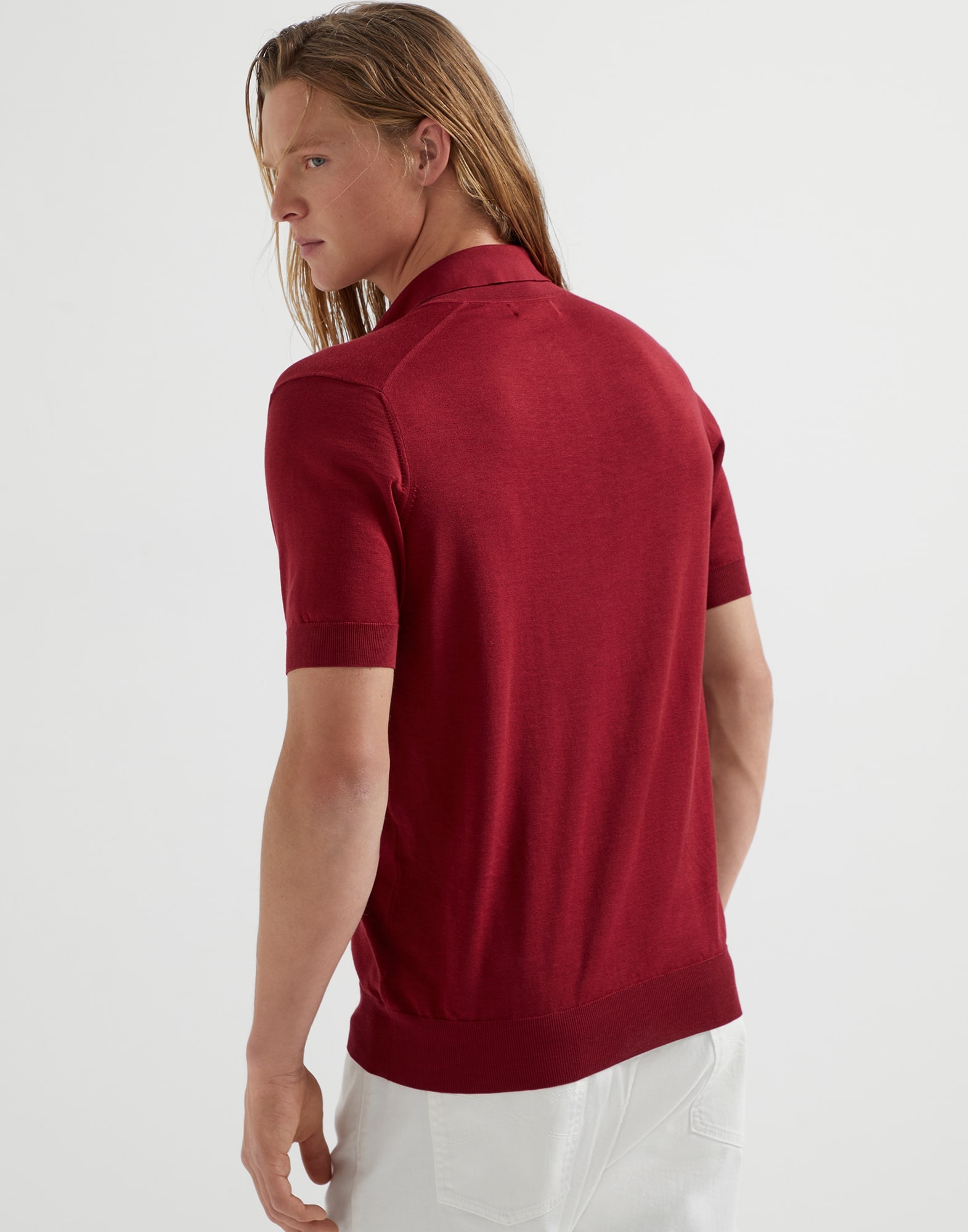 Silk and cotton lightweight knit polo shirt with embroidery - 2