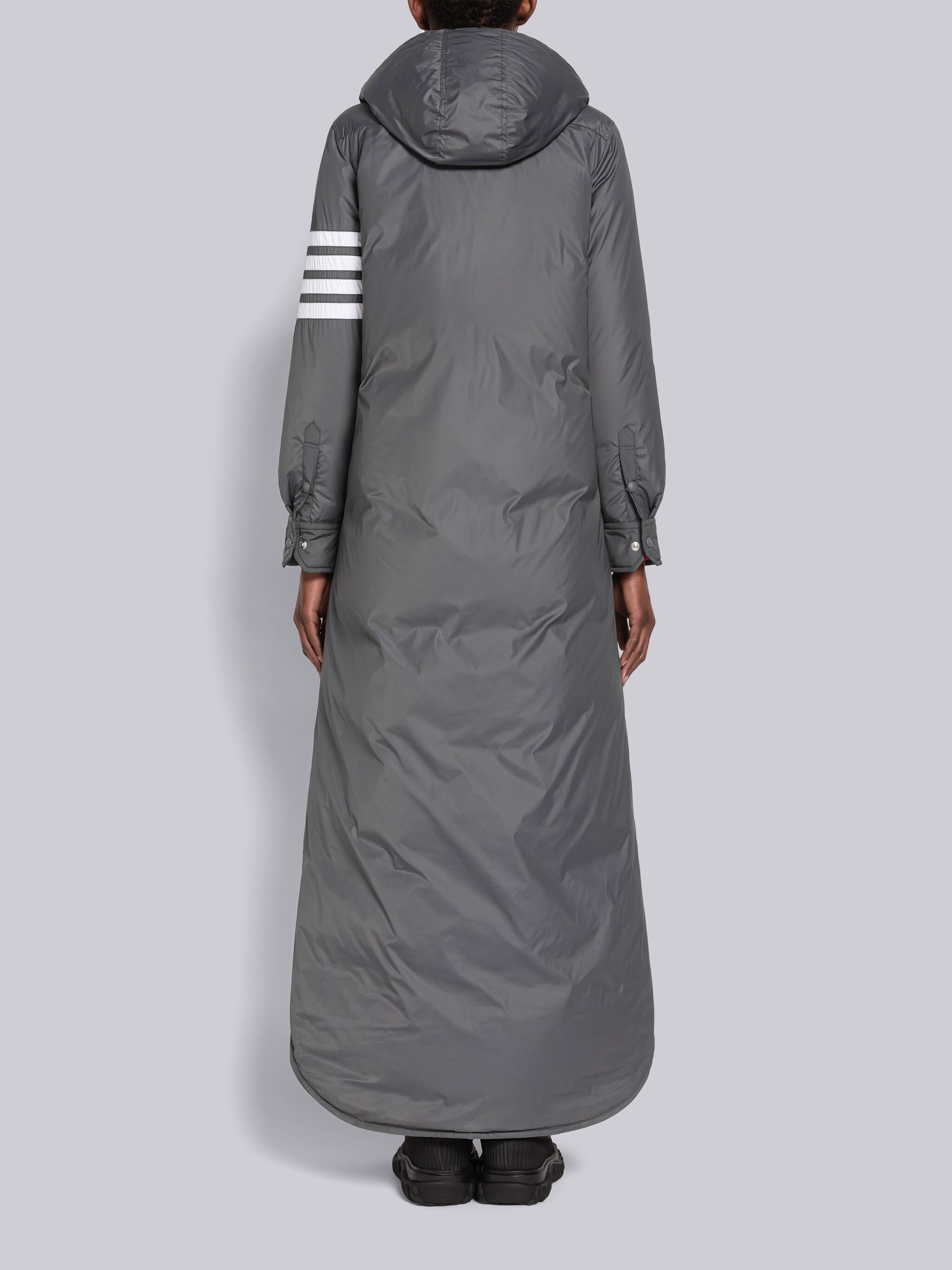 Poly Twill 4-Bar Down Hooded Shirtdress - 3