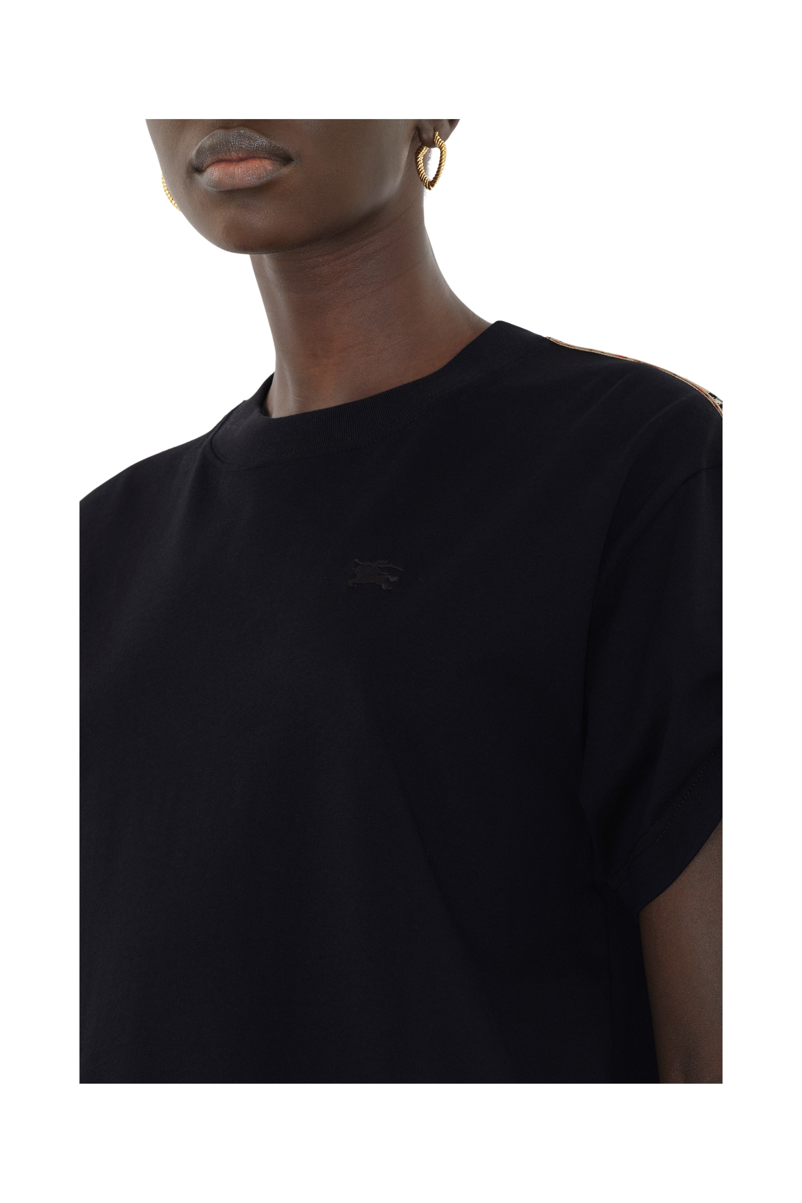 burberry Check Trim Cotton T-shirt Dress in Black at Nordstrom - 2