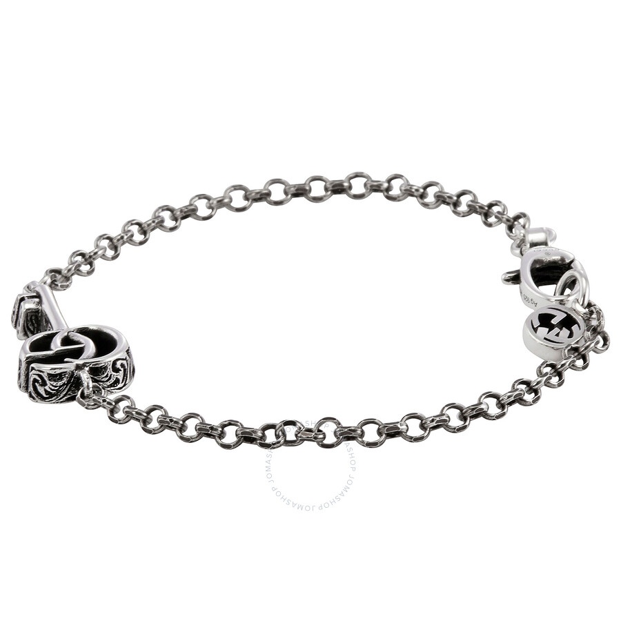 Gucci Ladies 925-Sterling Silver Double G Key Bracelet - 5