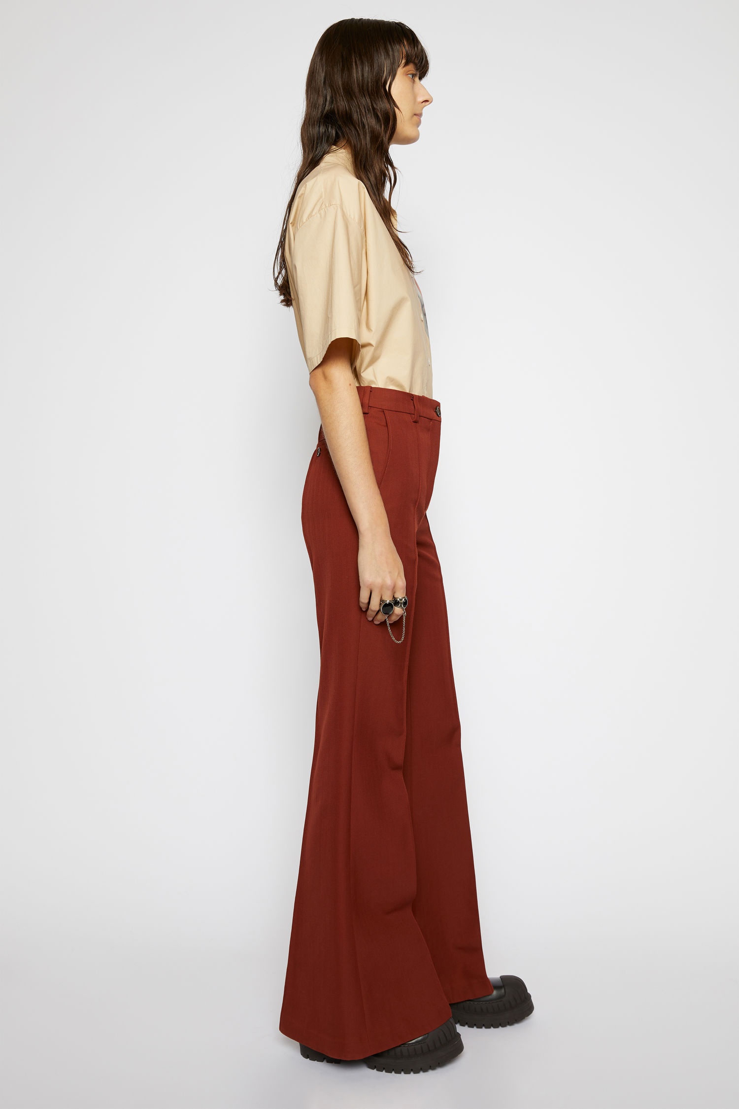 Flared trousers rust brown - 3