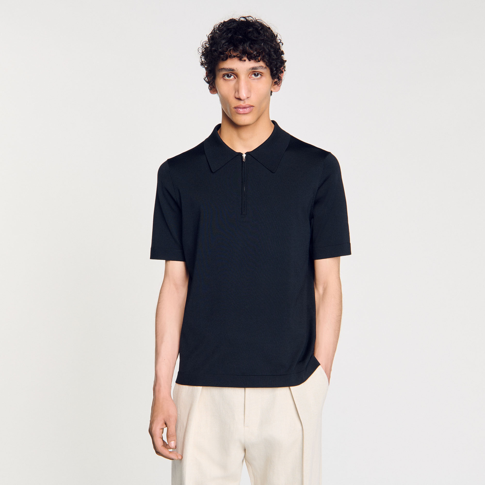 KNITTED POLO SHIRT WITH ZIP COLLAR - 4